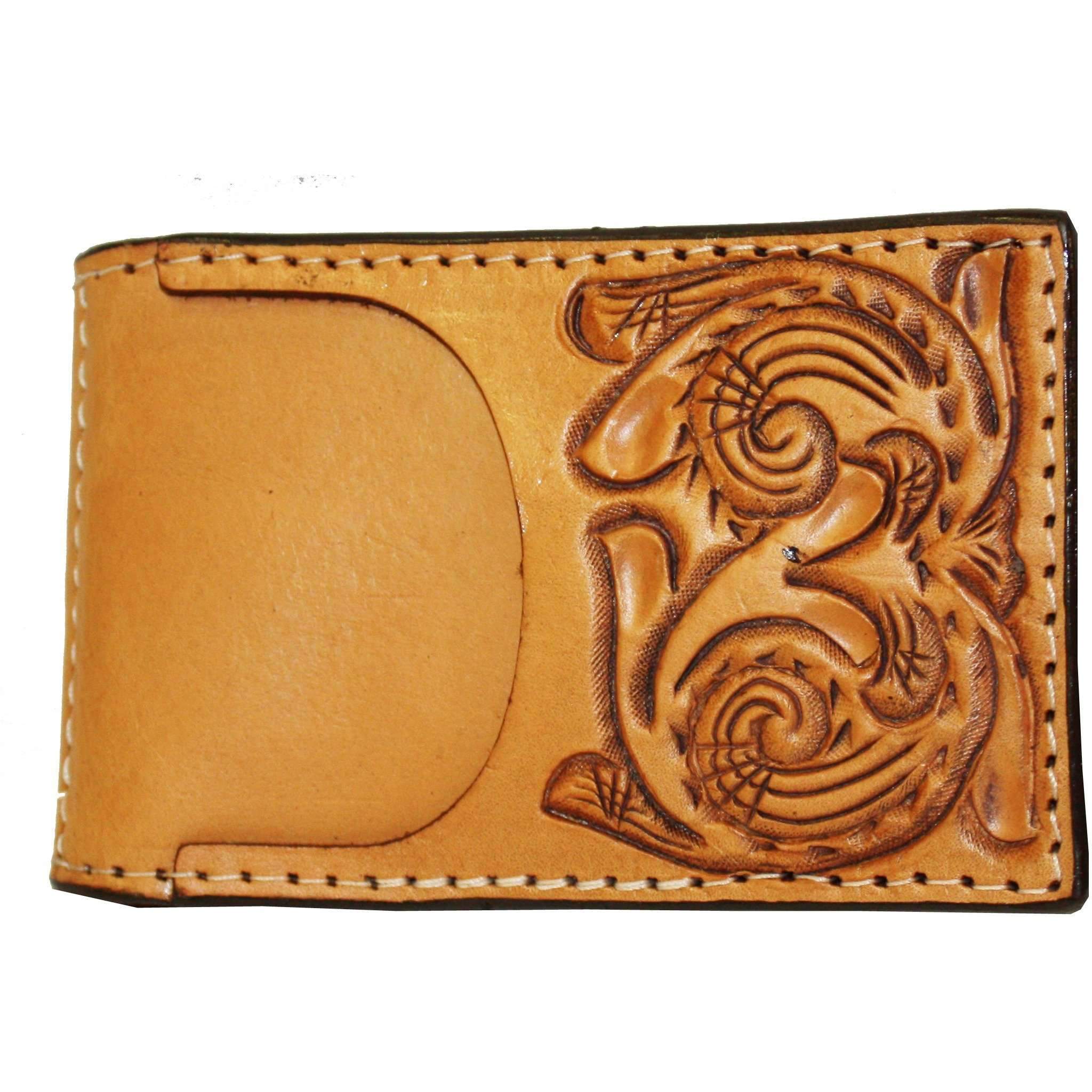 MC111 - Natural Hand-Tooled Pocket Money Clip - Double J Saddlery