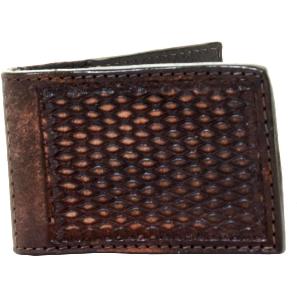 MC112 - Brown Vintage Hand-Tooled Money Clip - Double J Saddlery