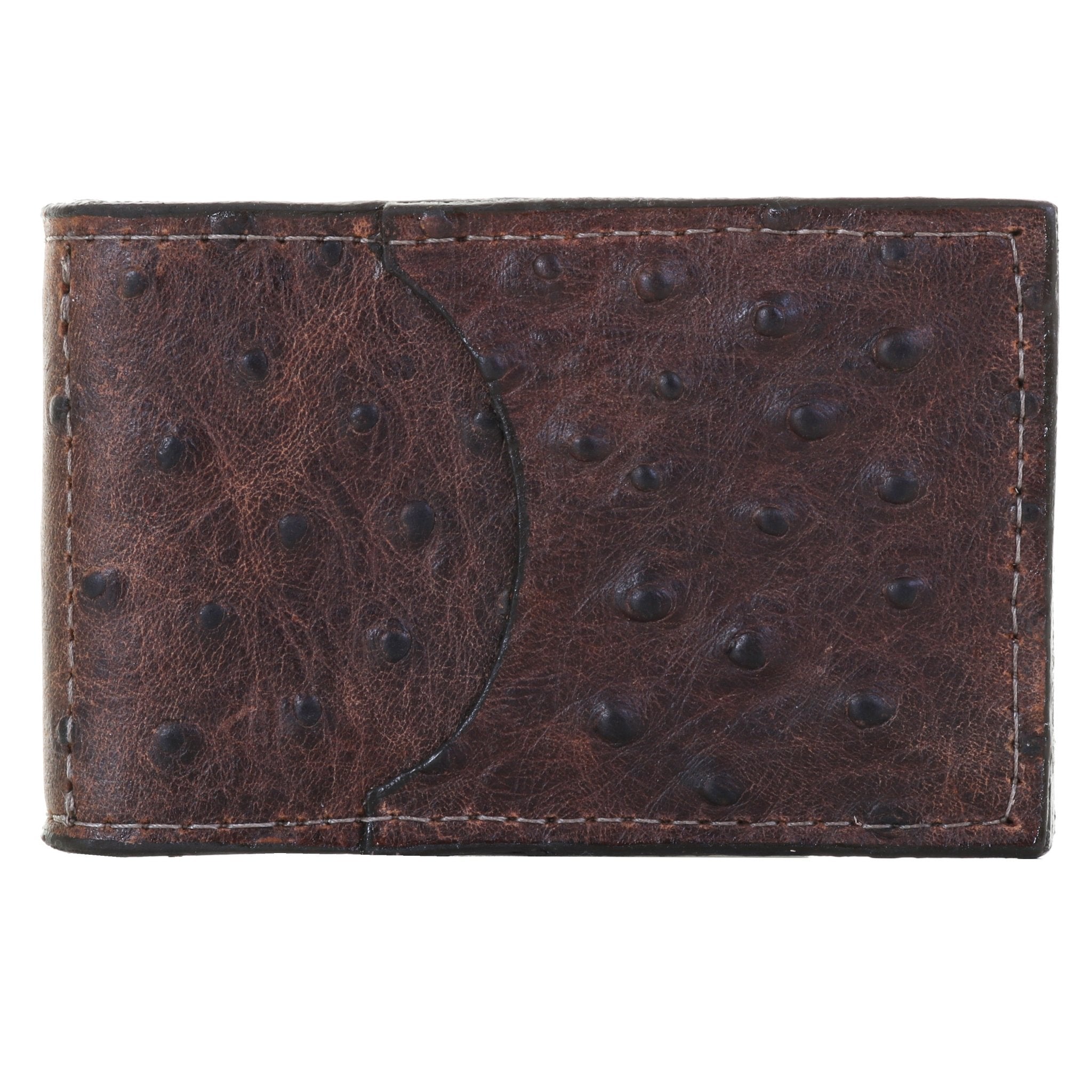 MC132 - Brown Ostrich Print Money Clip - Double J Saddlery