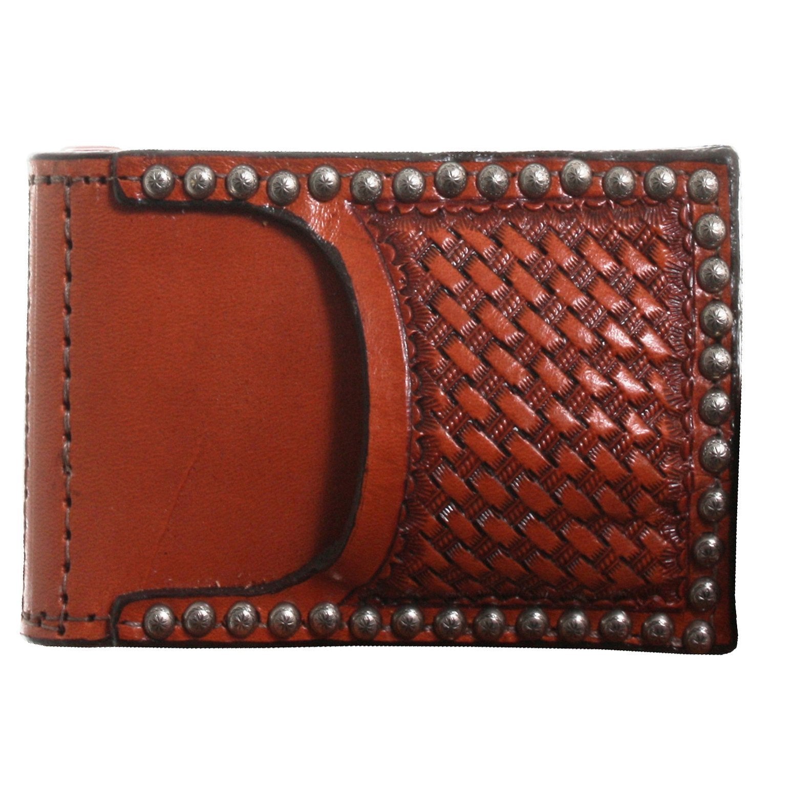 MC14 - Chestnut Tooled Pocket Money Clip - Double J Saddlery