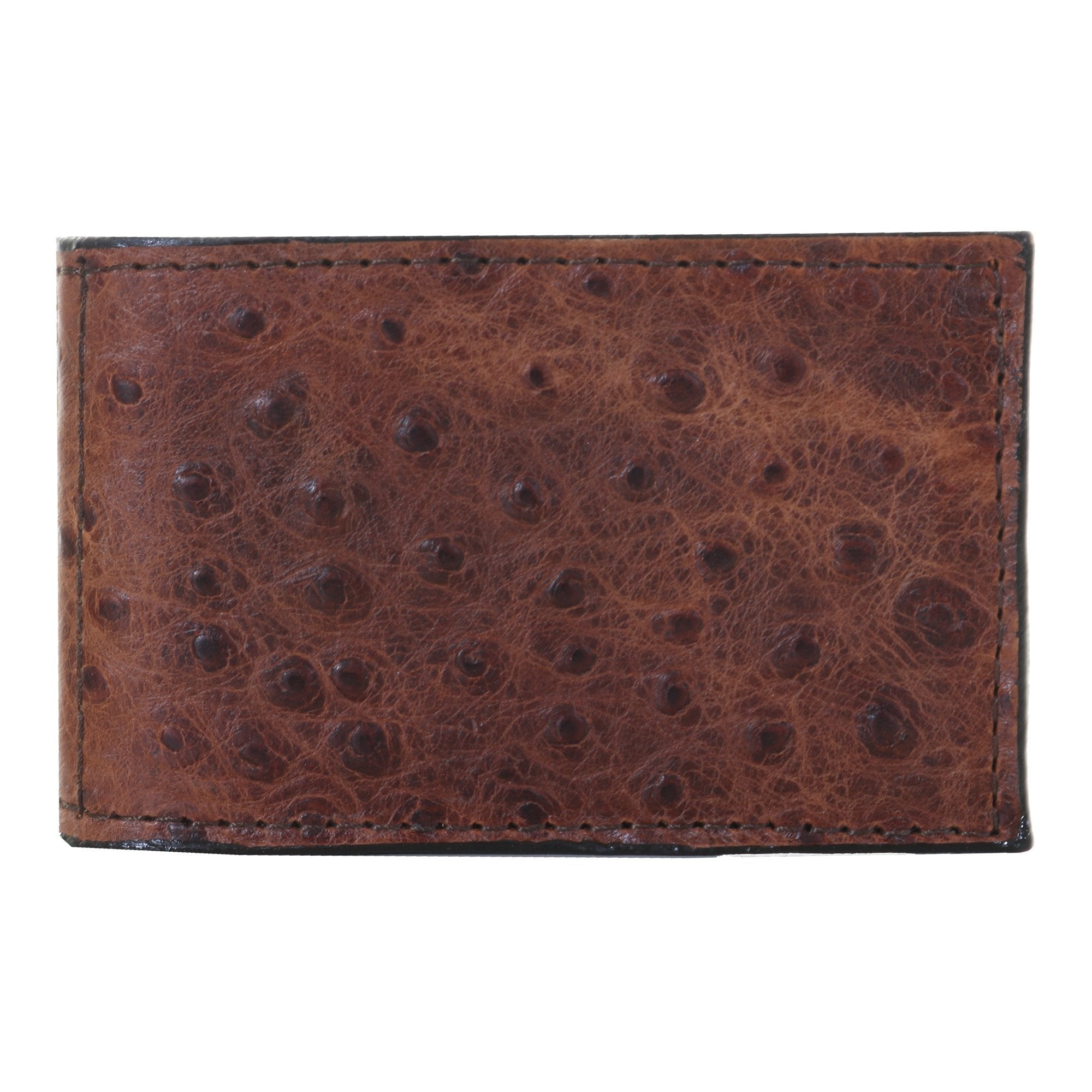 MC147 - Cognac Ostrich Print Money Clip - Double J Saddlery