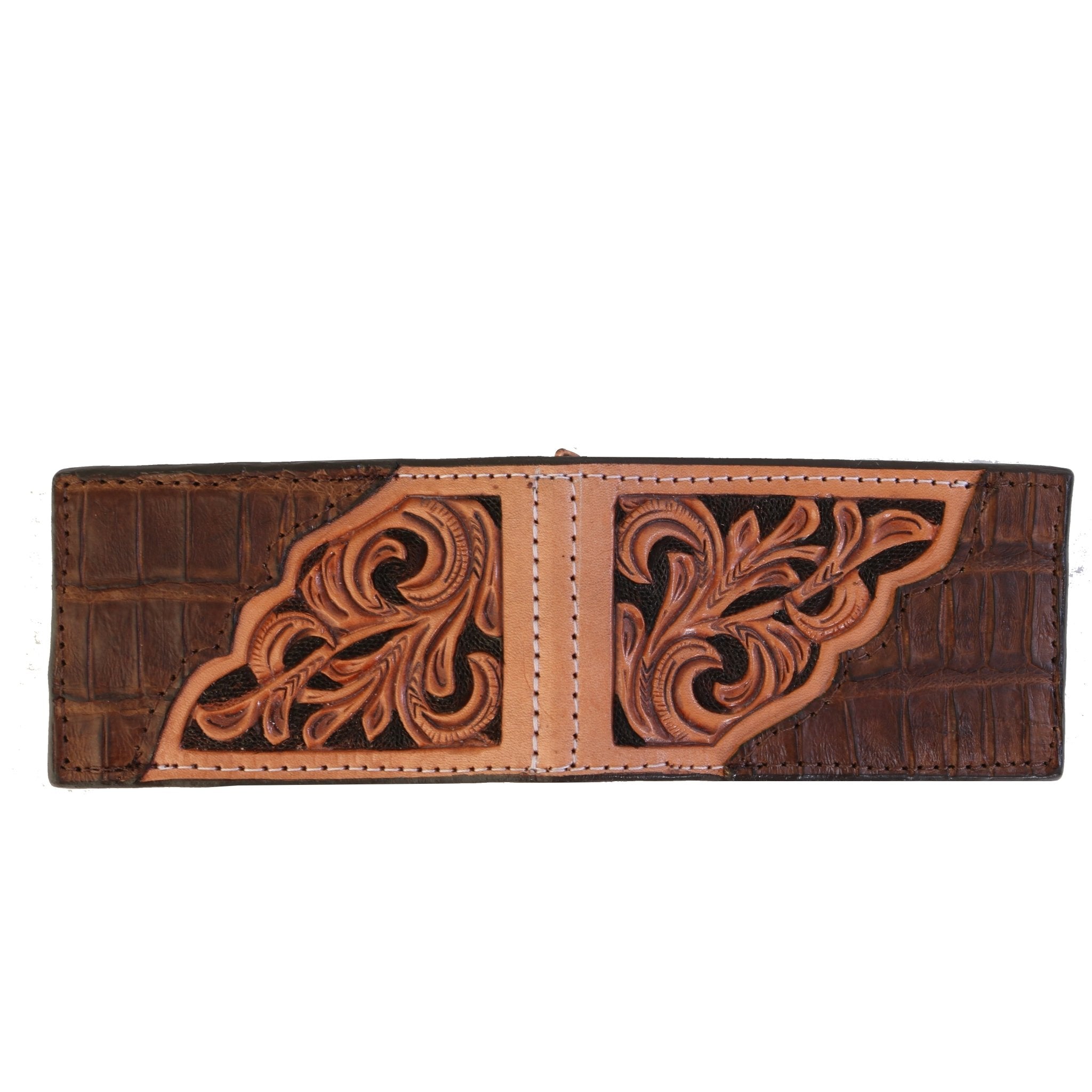 MC160A- Tooled Overlay Money Clip - Double J Saddlery