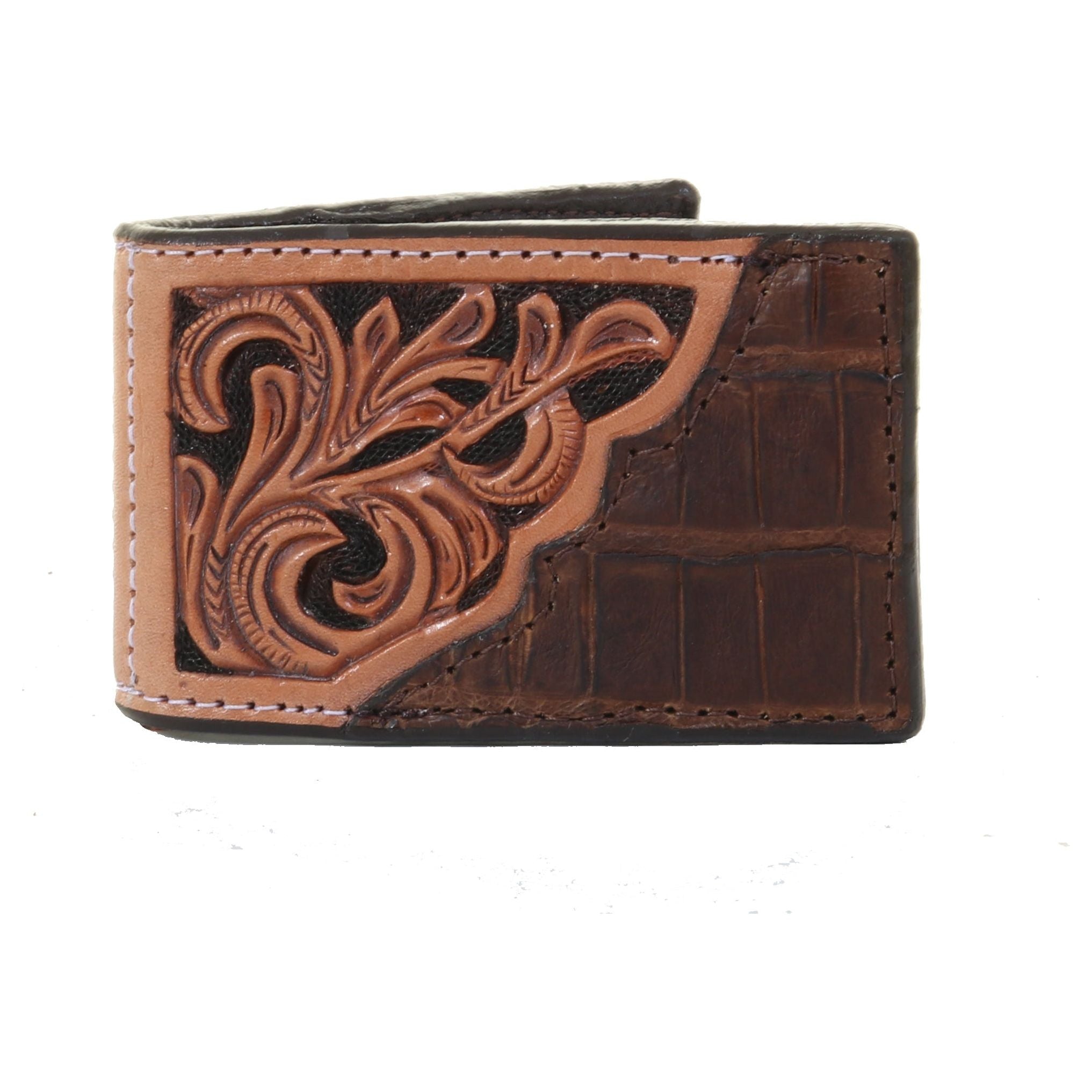 MC160A- Tooled Overlay Money Clip - Double J Saddlery