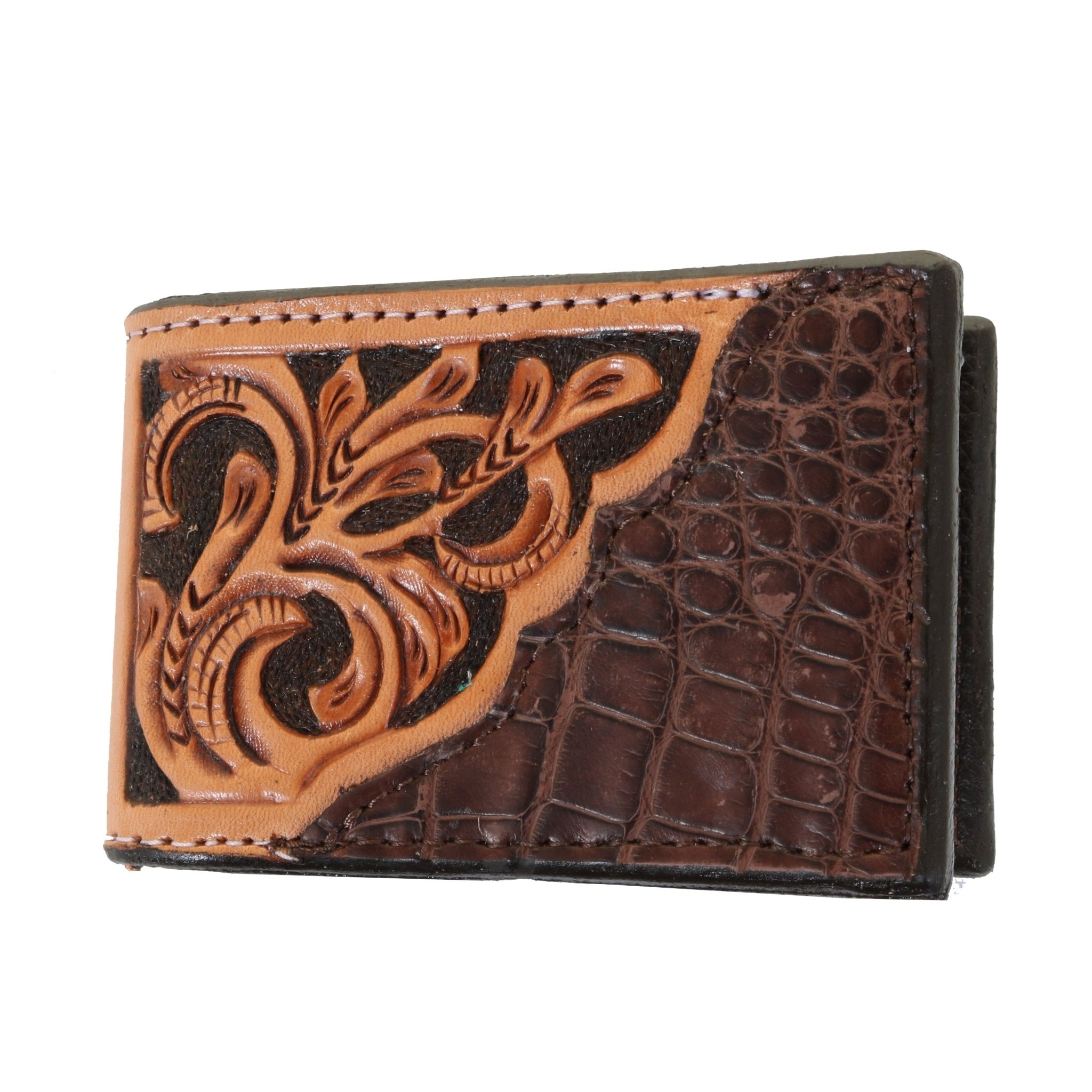MC163- Tooled Overlay Money Clip - Double J Saddlery