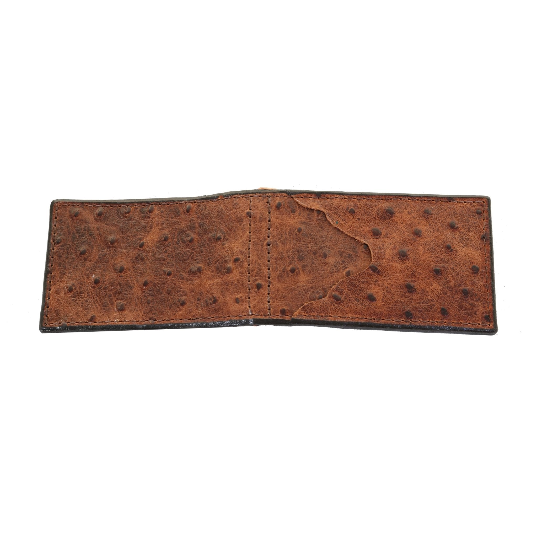 MC173- Vintage Cognac Brown Ostrich Money Clip - Double J Saddlery