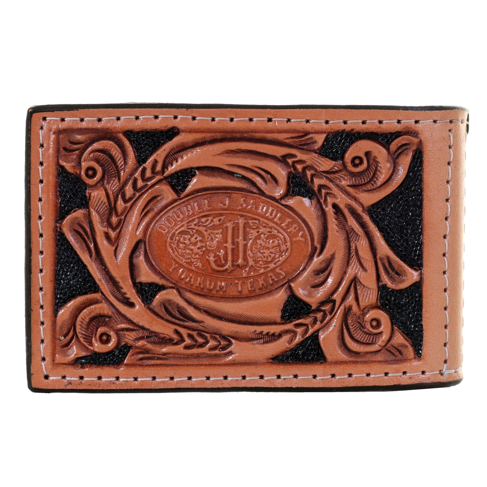 MC25B - Natural Tooled Pocket Money Clip - Double J Saddlery