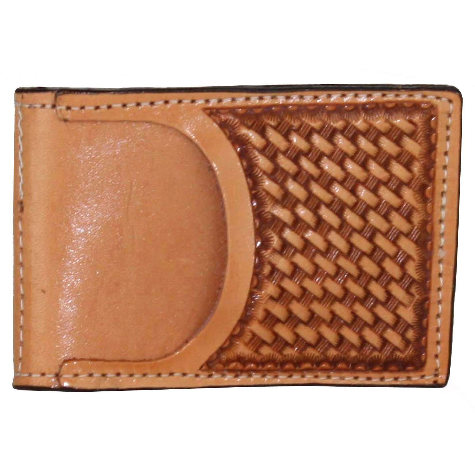 MC27 - Natural Tooled Pocket Money Clip - Double J Saddlery