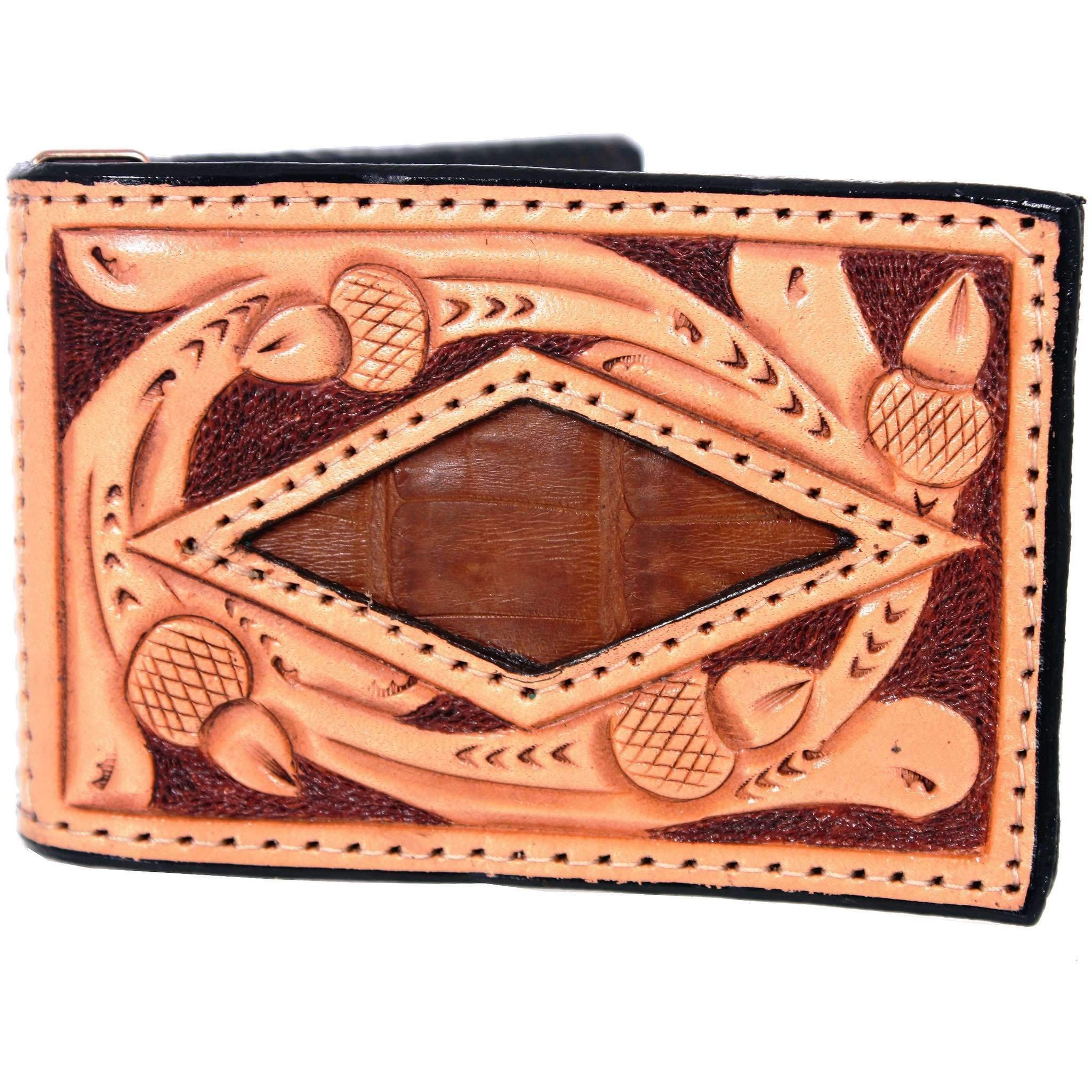 MC87 - Hand-Tooled Inlayed Money Clip - Double J Saddlery