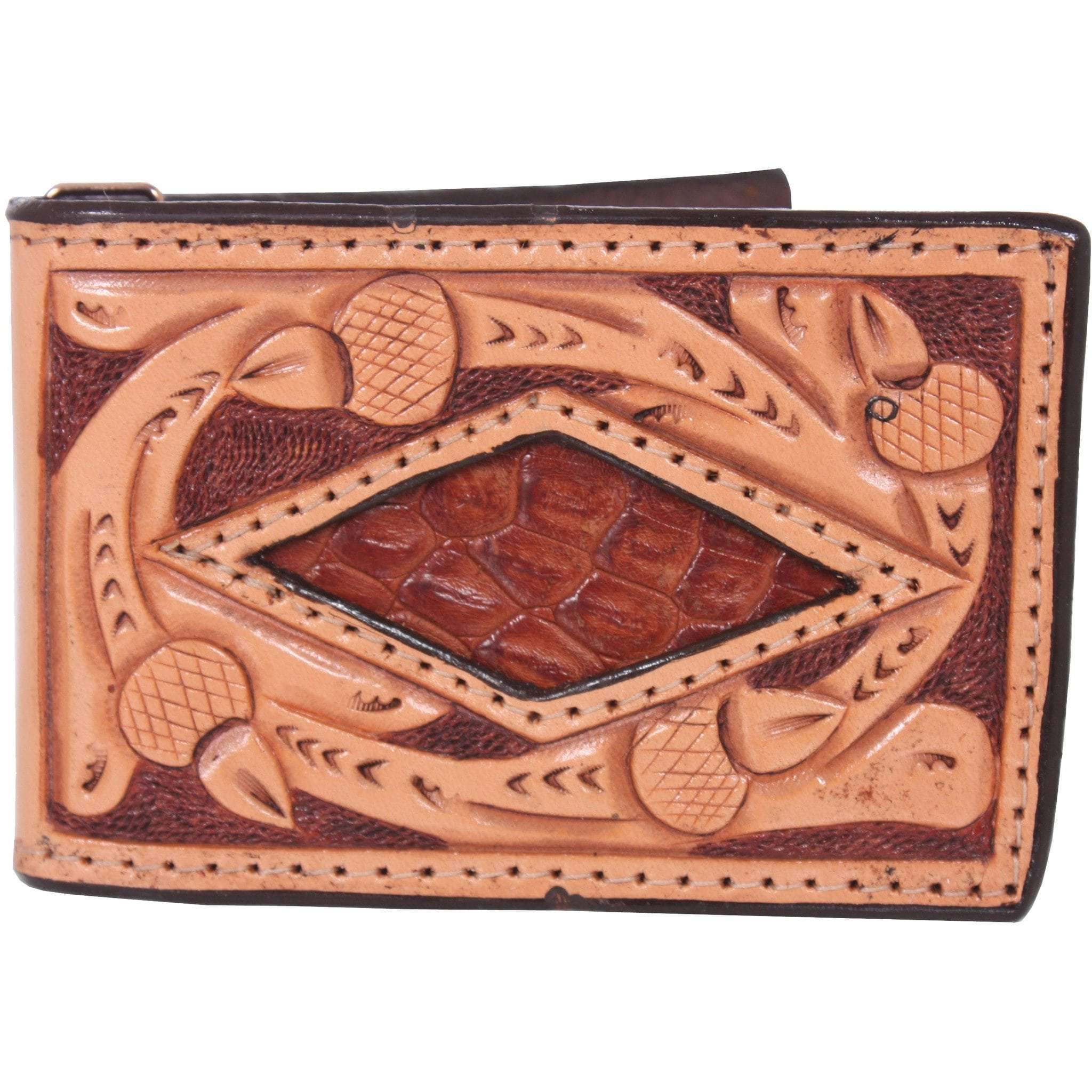 MC89 - Hand-Tooled Inlayed Money Clip - Double J Saddlery