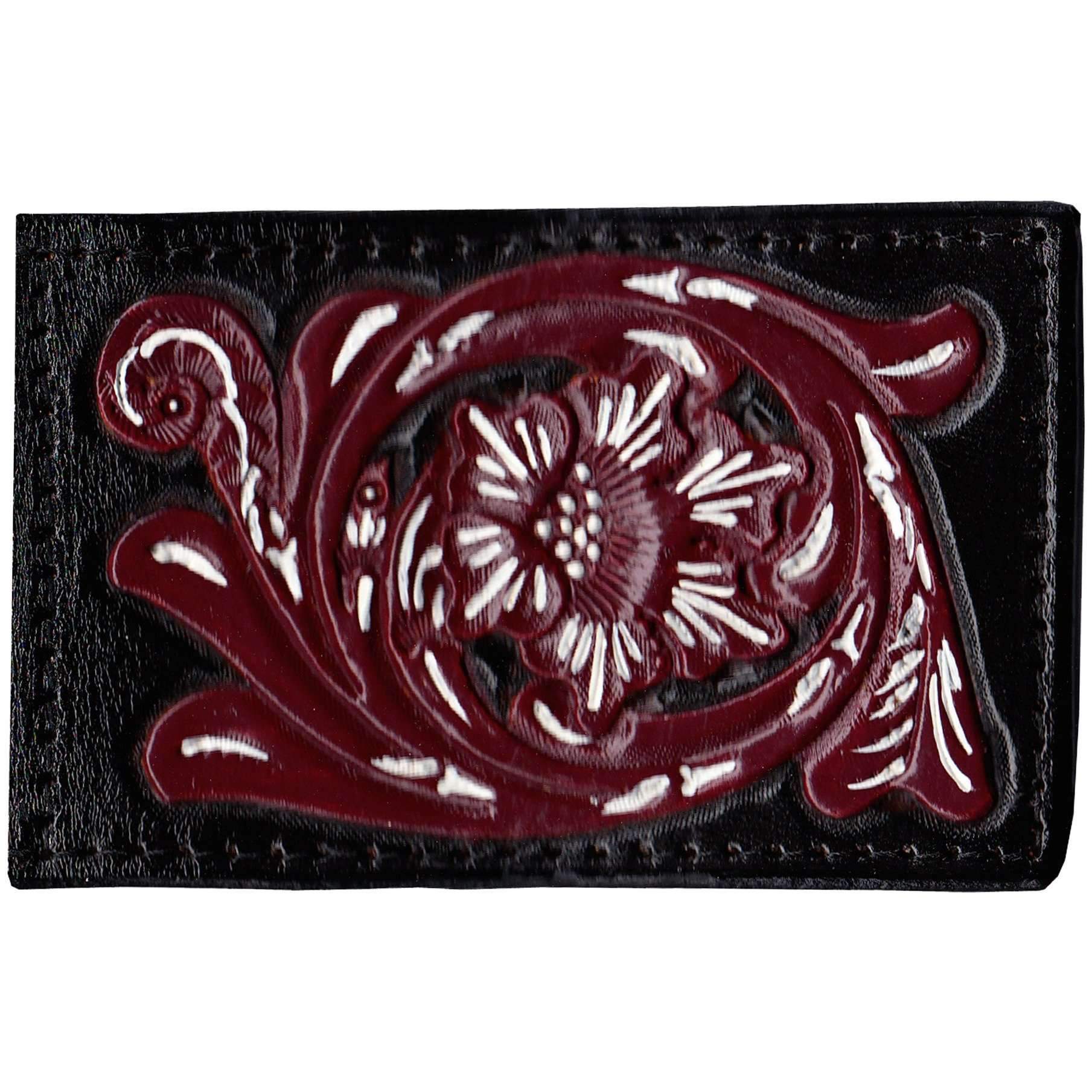 MC98 - Black Hand-Tooled Money Clip - Double J Saddlery