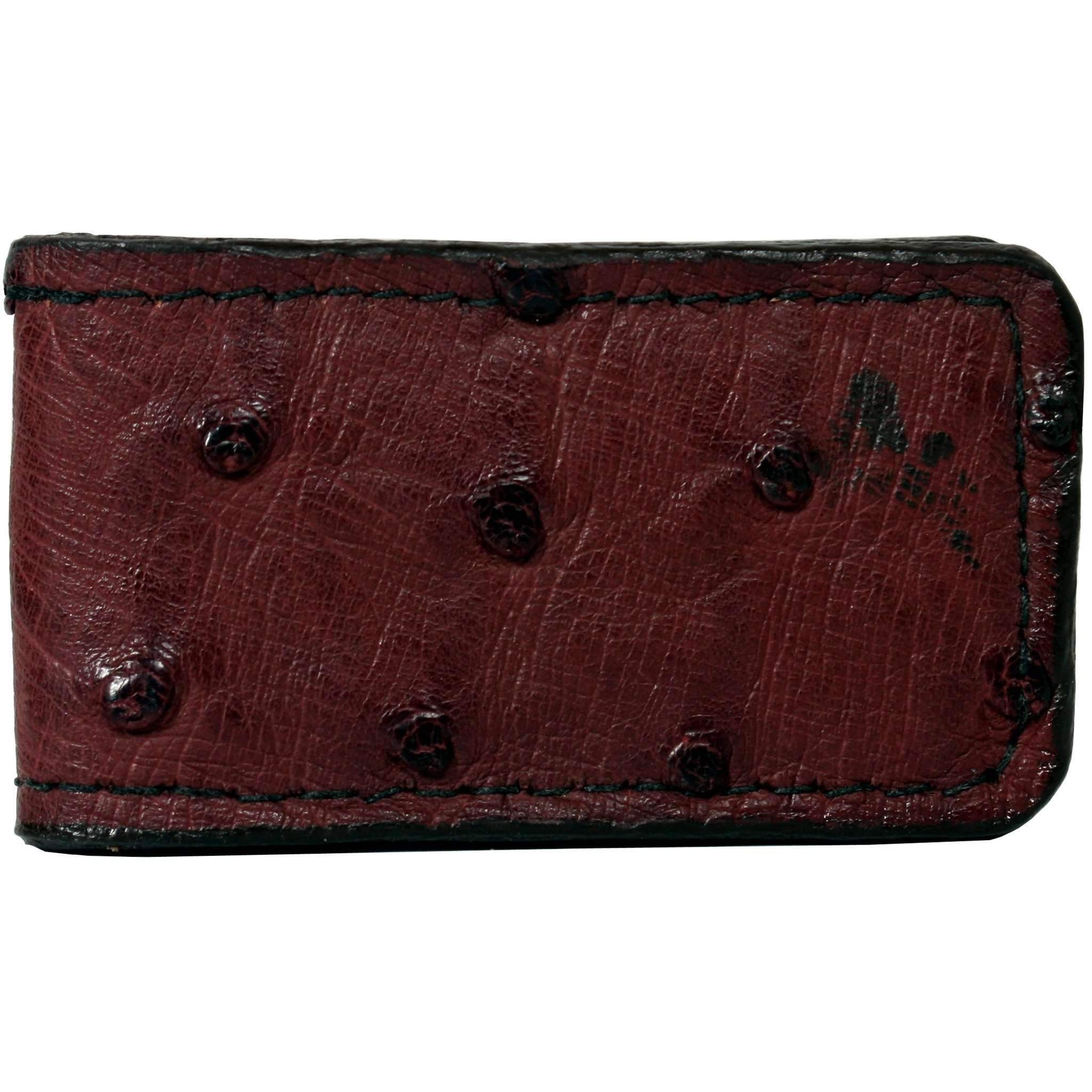 MCM05 - Genuine Burgundy Ostrich Magnetic Money Clip - Double J Saddlery