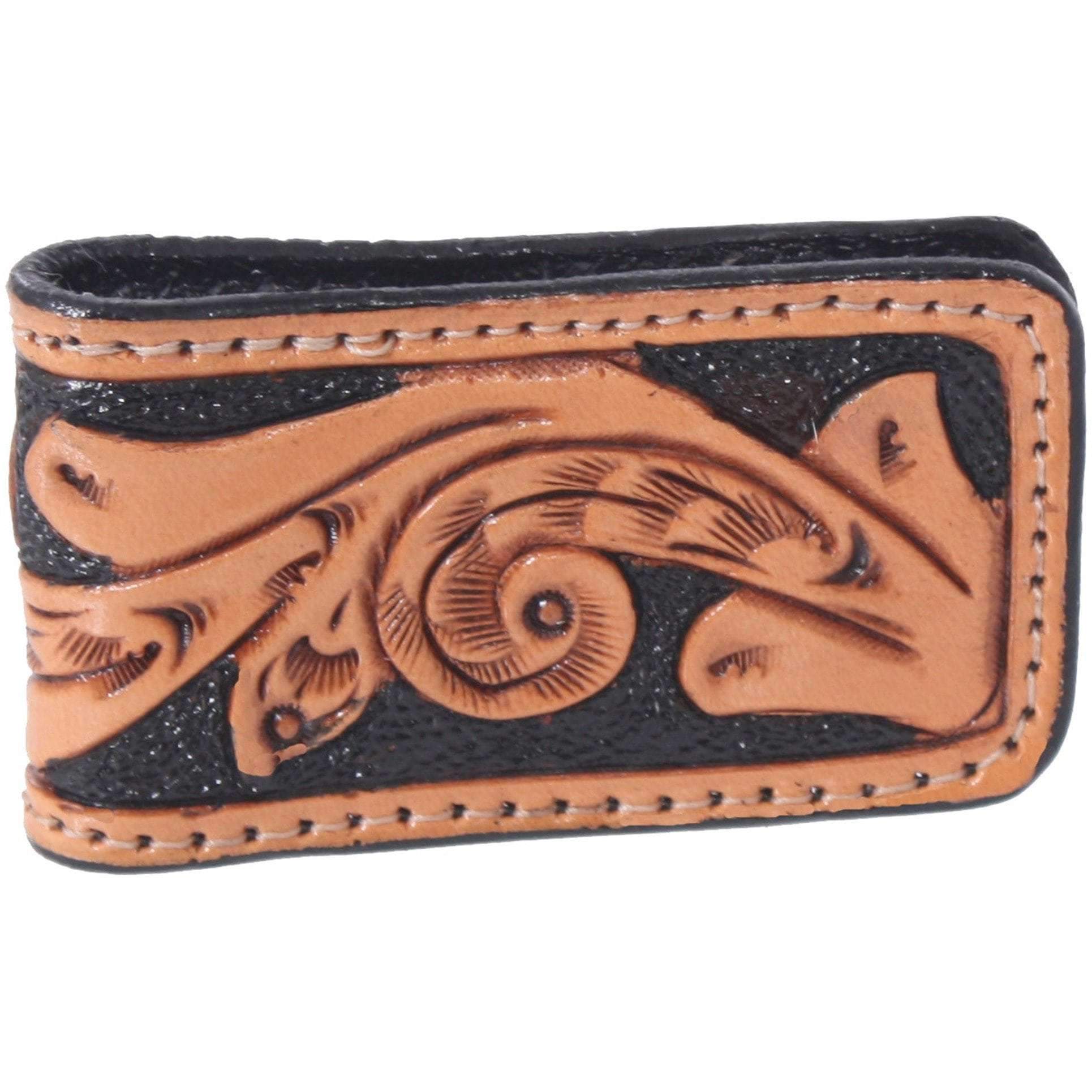 MCM06 - Hand-Tooled Magnetic Money Clip - Double J Saddlery