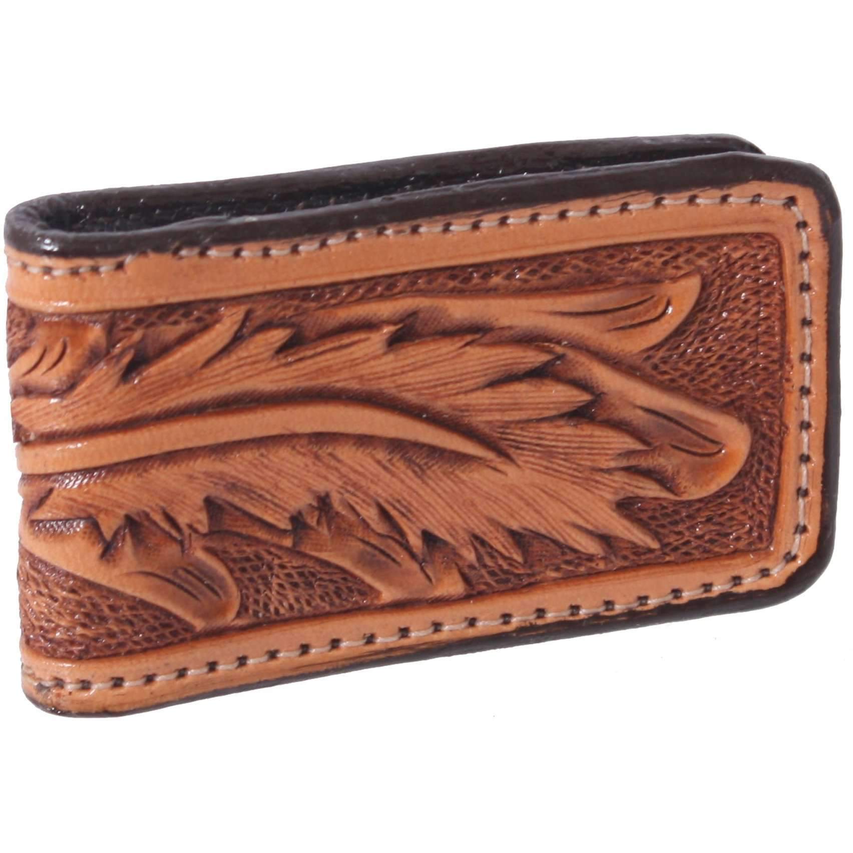MCM08 - Hand-Tooled Magnetic Money Clip - Double J Saddlery