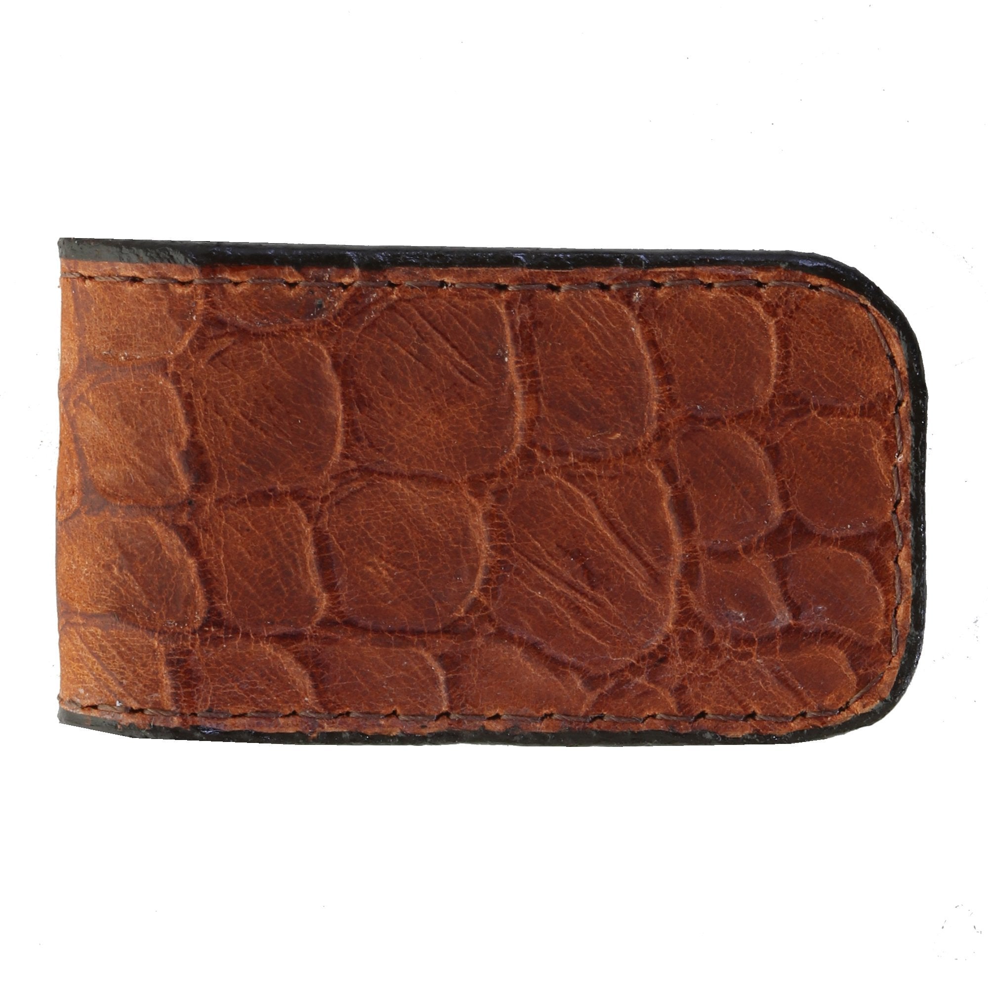 MCM17 - Cognac African Fish Print Magnetic Money Clip - Double J Saddlery