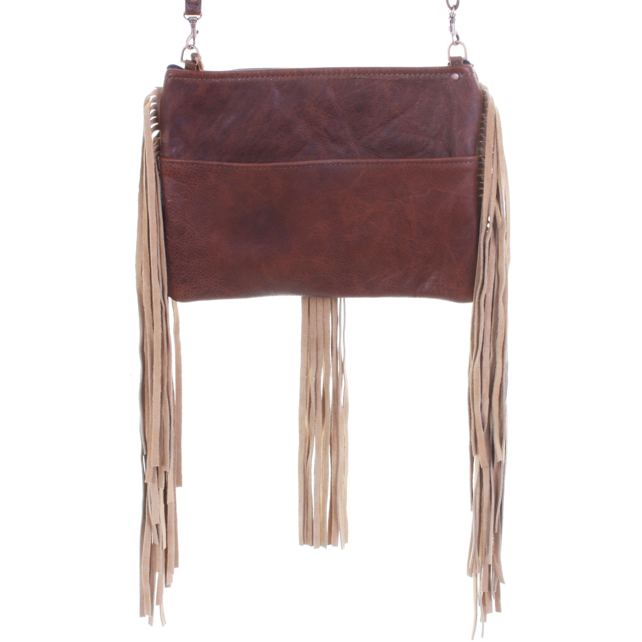 MDC02 - Brandy Pull-Up Fringe Medium Clutch - Double J Saddlery