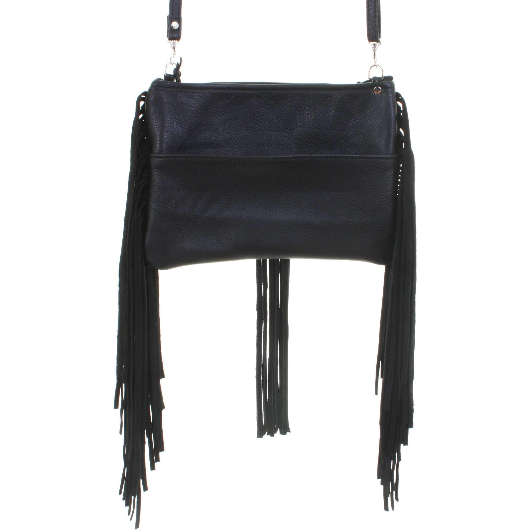 MDC03 - Black Chap Fringe Medium Clutch - Double J Saddlery