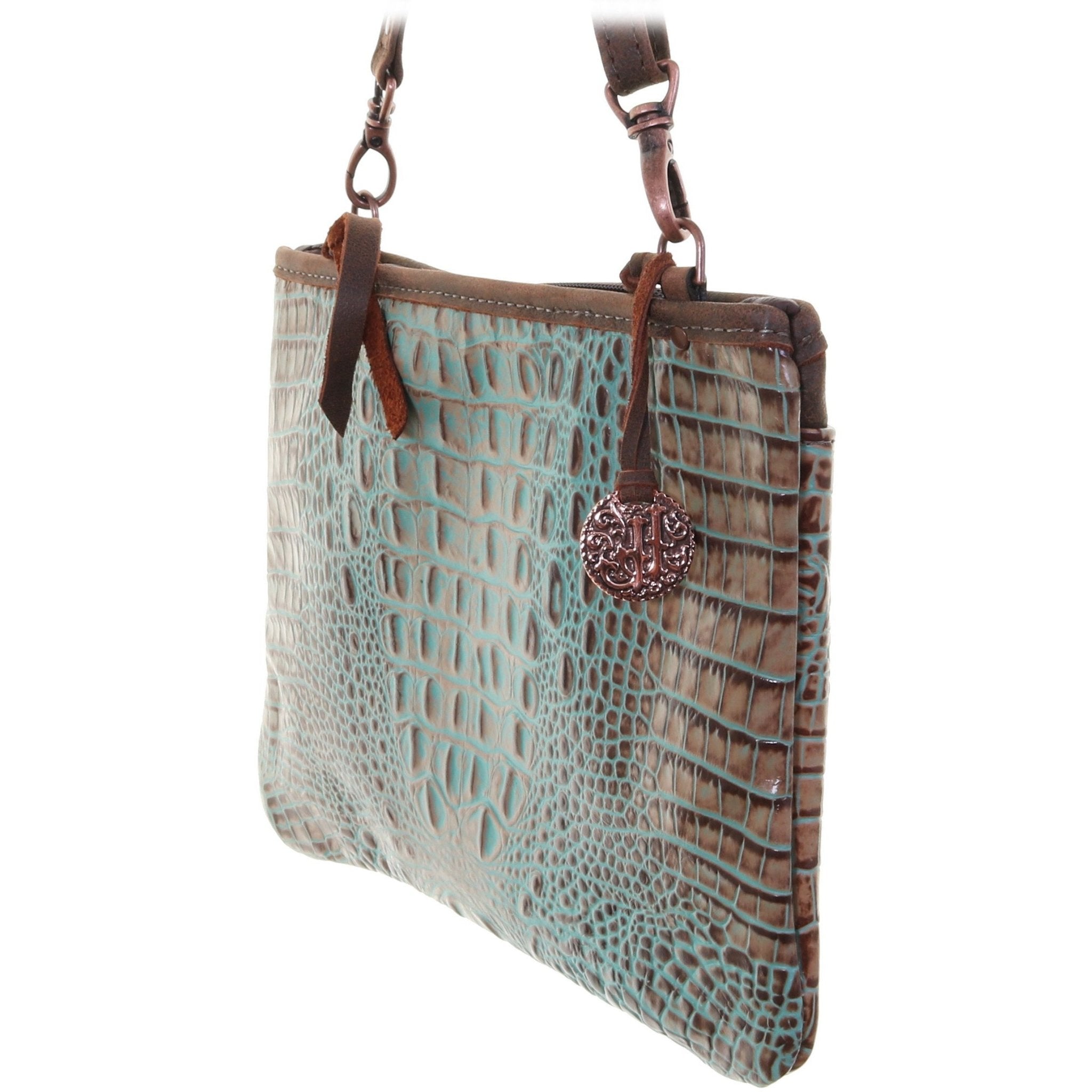 MDC20 - Vintage Mint Crocodile Medium Clutch - Double J Saddlery