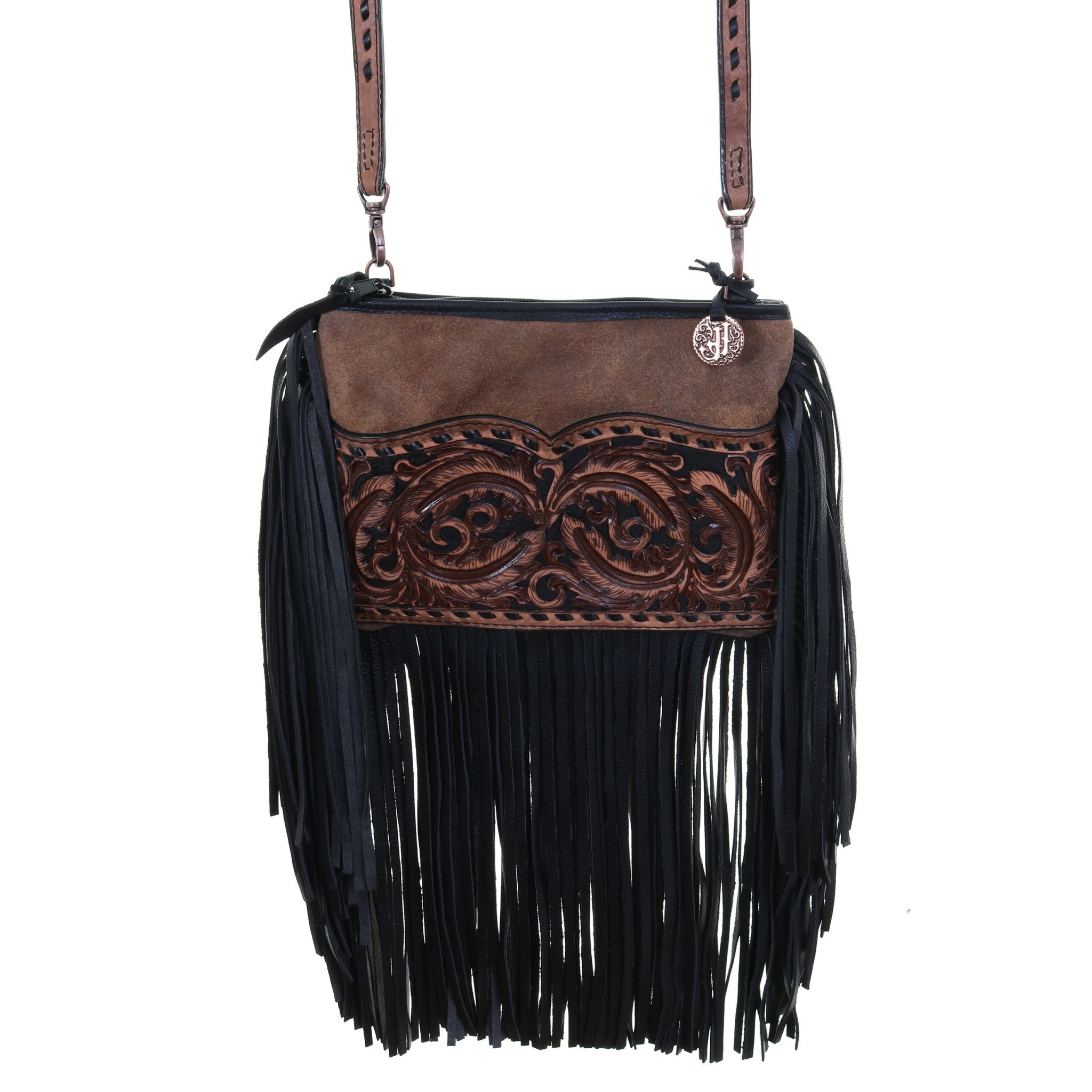 MDC41 - Pecan Vintage Tooled Medium Clutch - Double J Saddlery