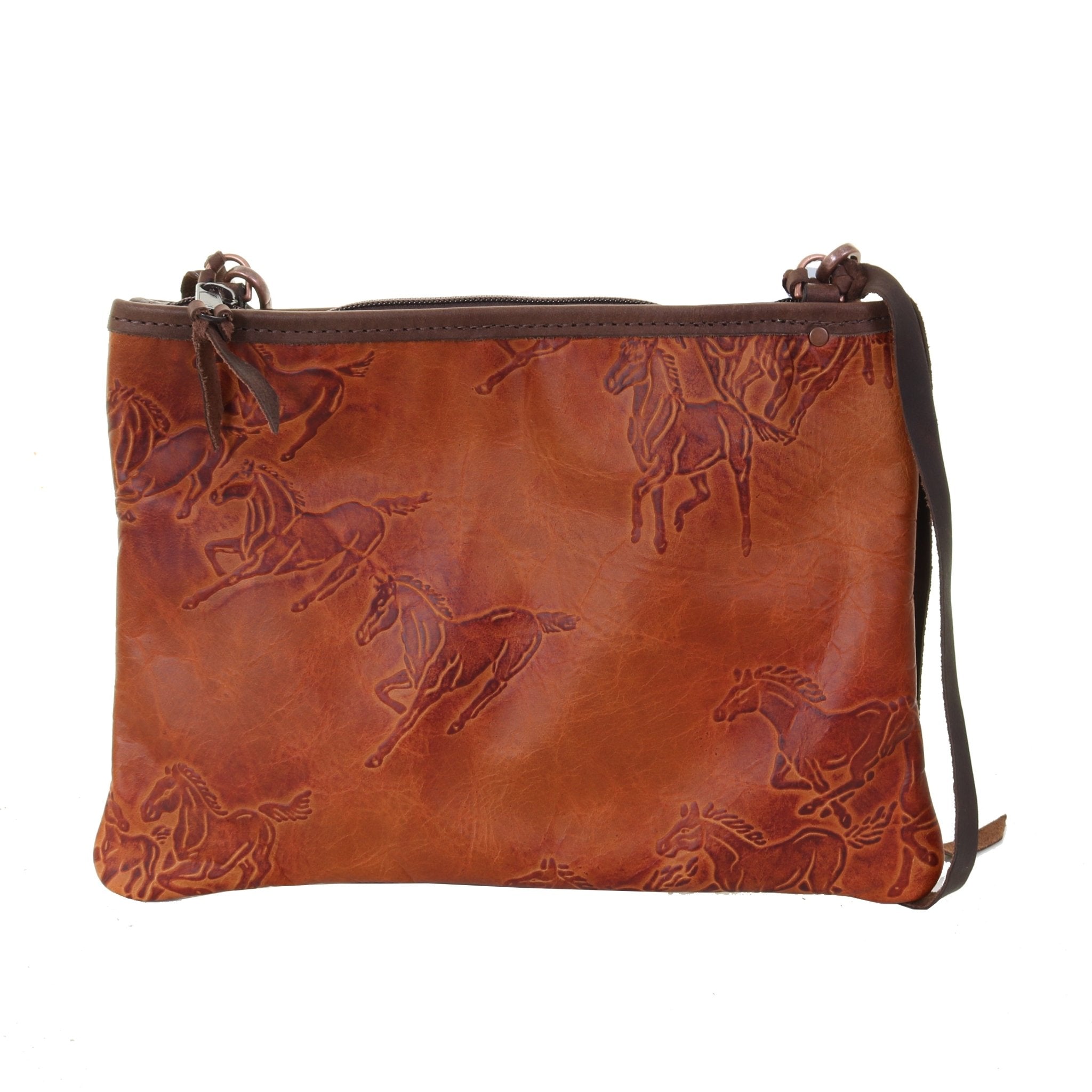 MDC44 - Saddle Tan Wild Horses Medium Clutch - Double J Saddlery