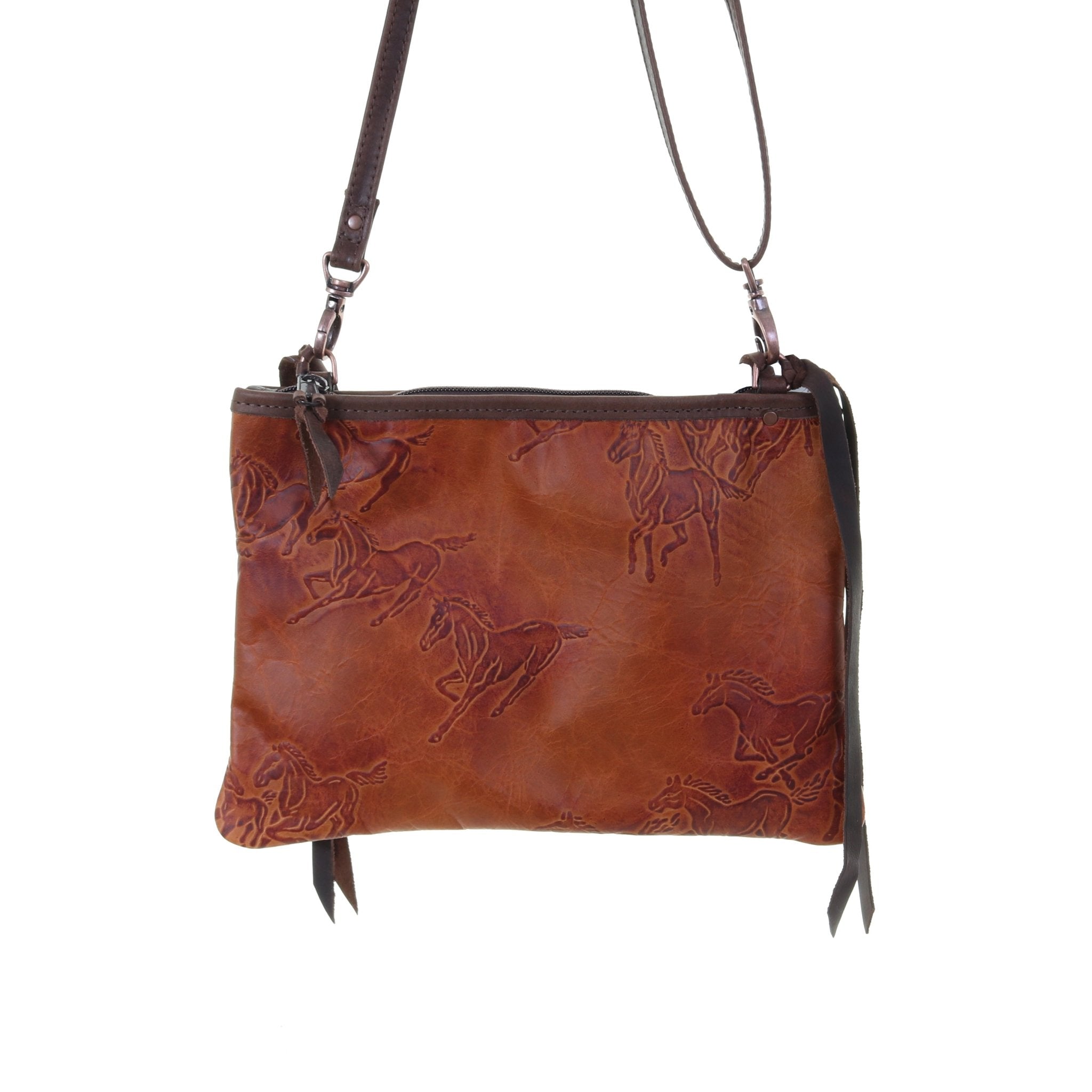 MDC44 - Saddle Tan Wild Horses Medium Clutch - Double J Saddlery