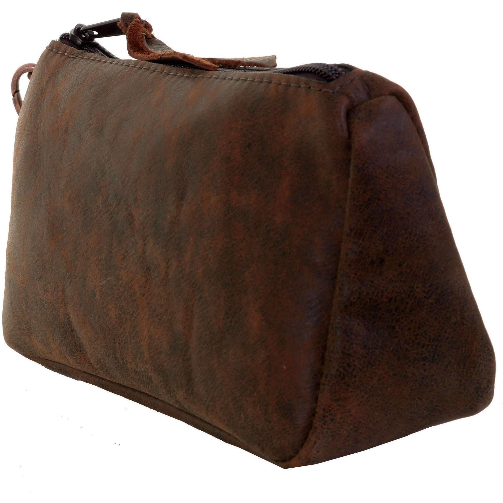 MPG101 - Brown Bomber Leather Makeup Pouch - Double J Saddlery