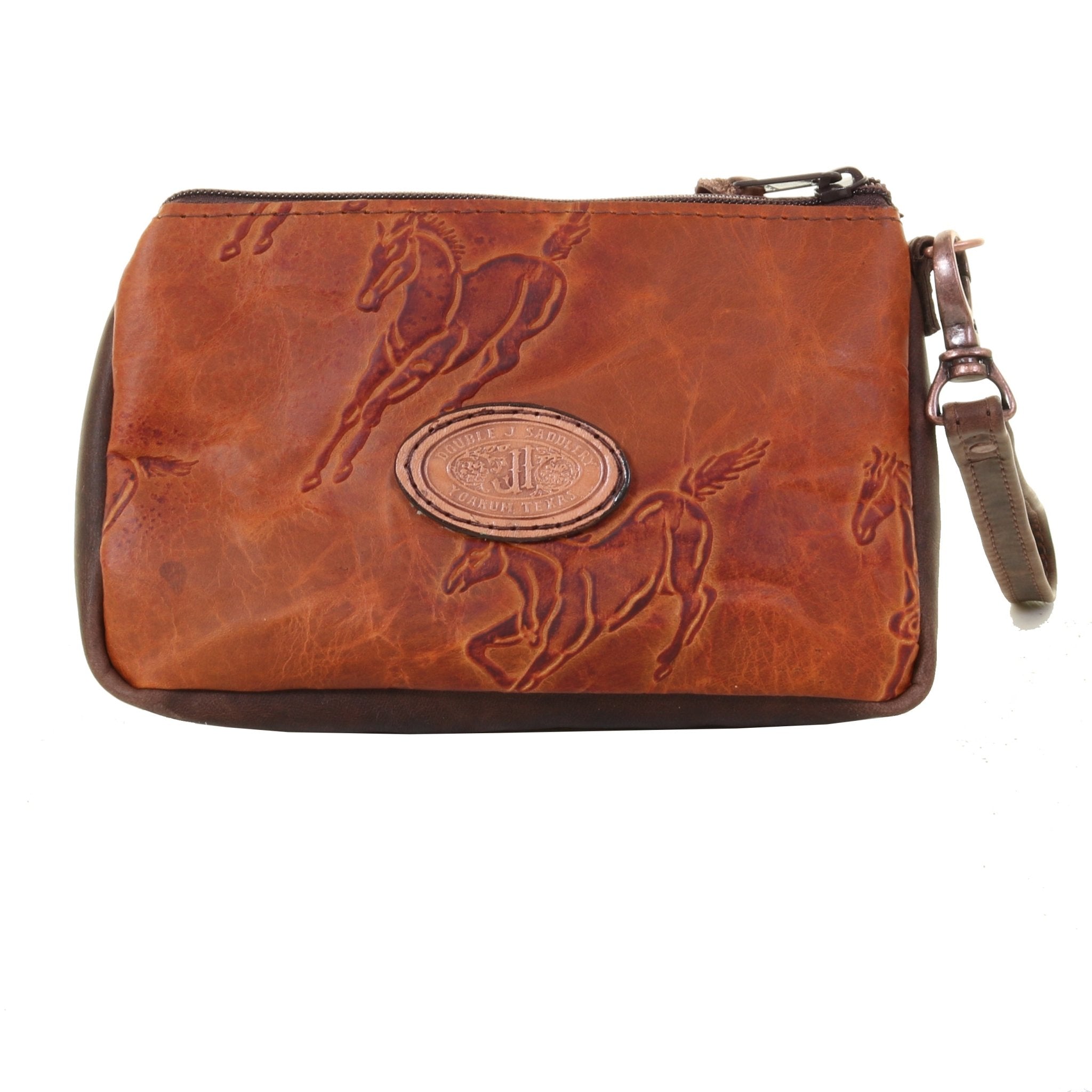 MPG129 - Saddle Tan Wild Horses Makeup Pouch - Double J Saddlery