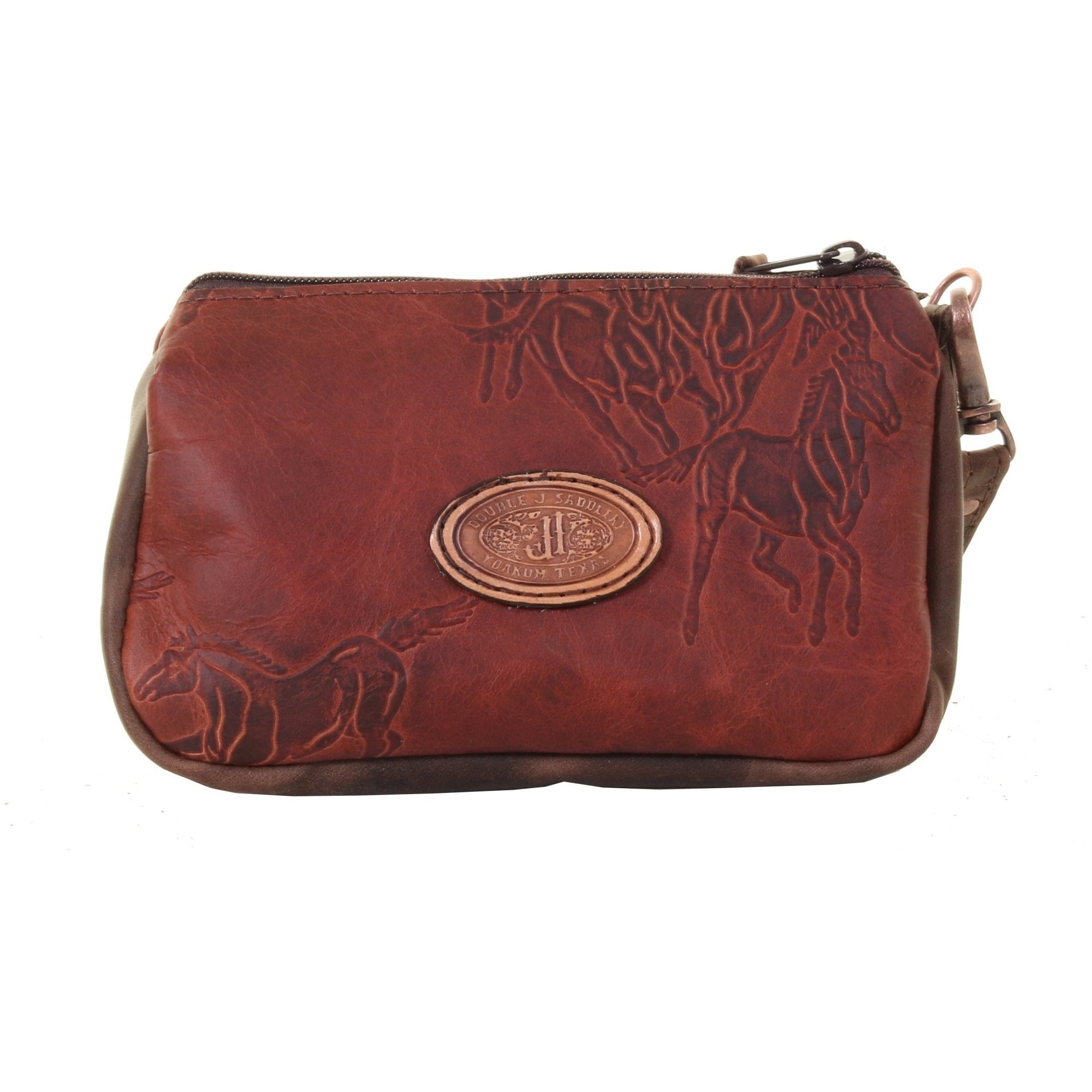 MPG130 - Wild Horses Cognac Makeup Pouch - Double J Saddlery
