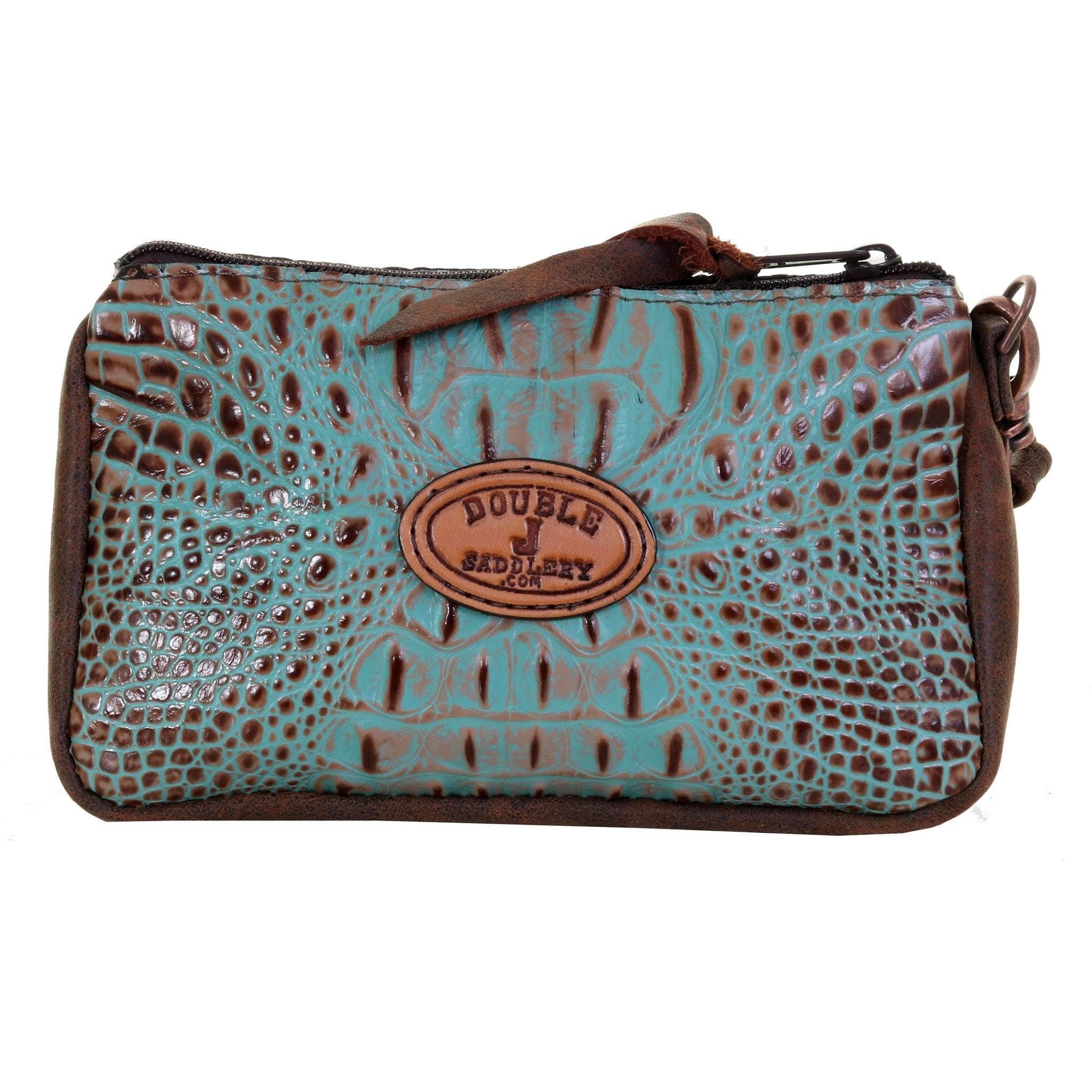 MPG91 - Vintage Mint Crocodile Print Makeup Pouch - Double J Saddlery
