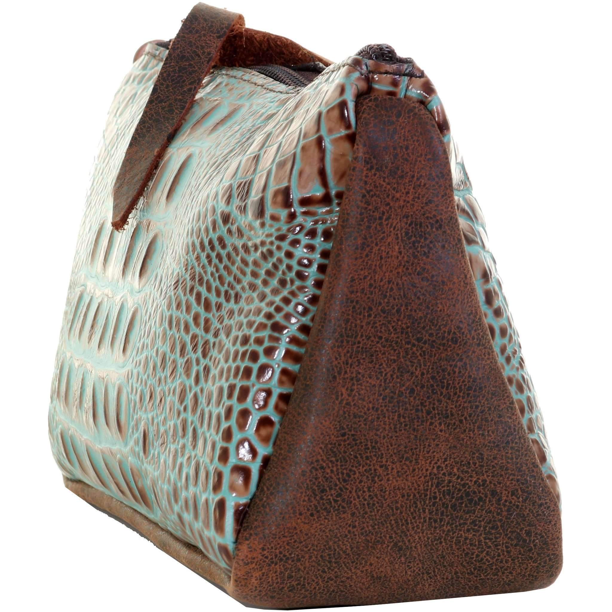 MPG91 - Vintage Mint Crocodile Print Makeup Pouch - Double J Saddlery