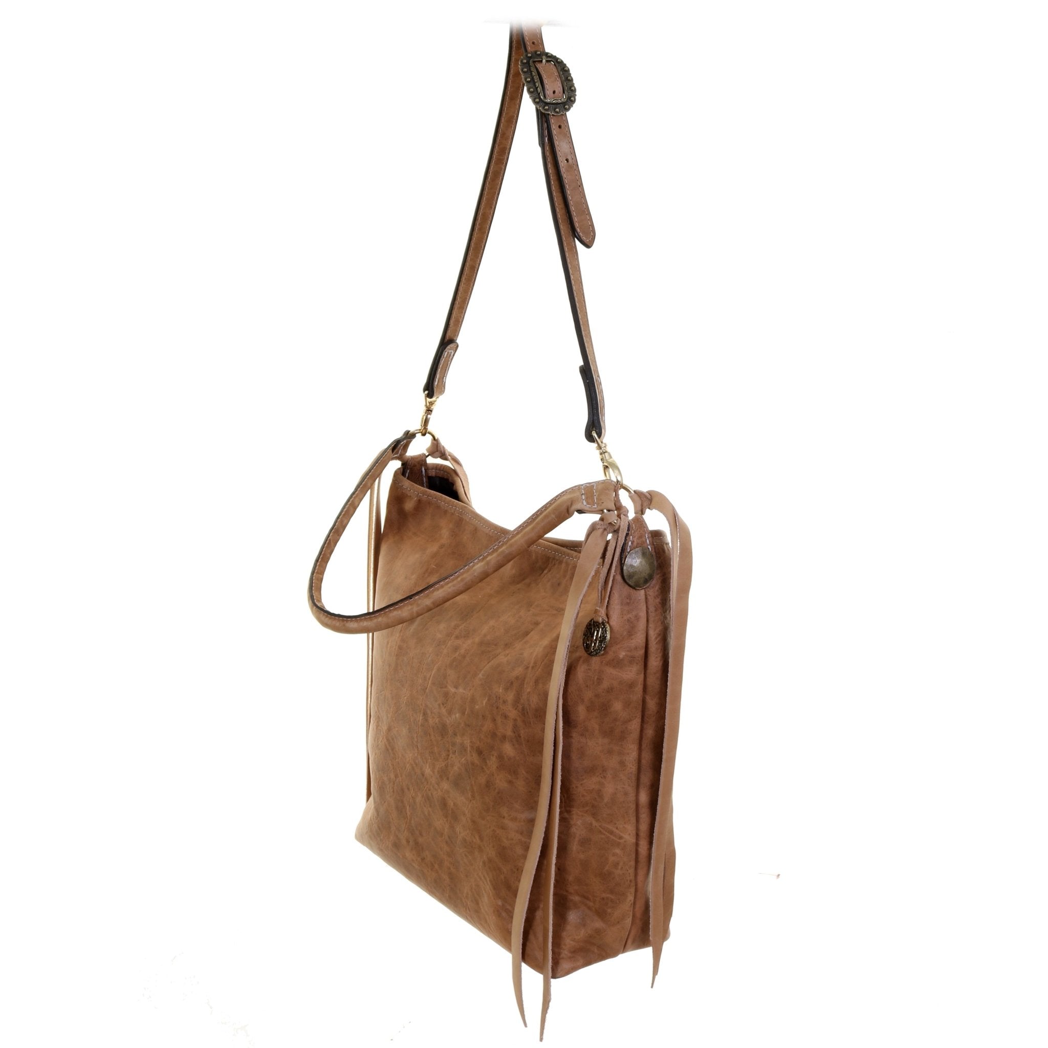 MST33A - Tan Pull-Up Messenger Tote - Double J Saddlery