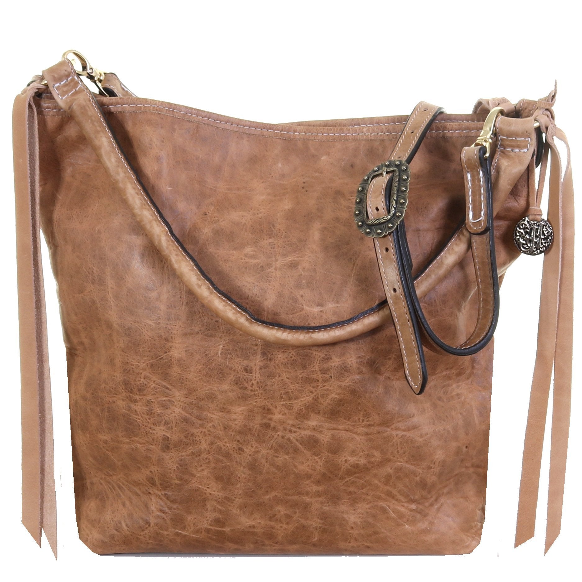 MST33A - Tan Pull-Up Messenger Tote - Double J Saddlery