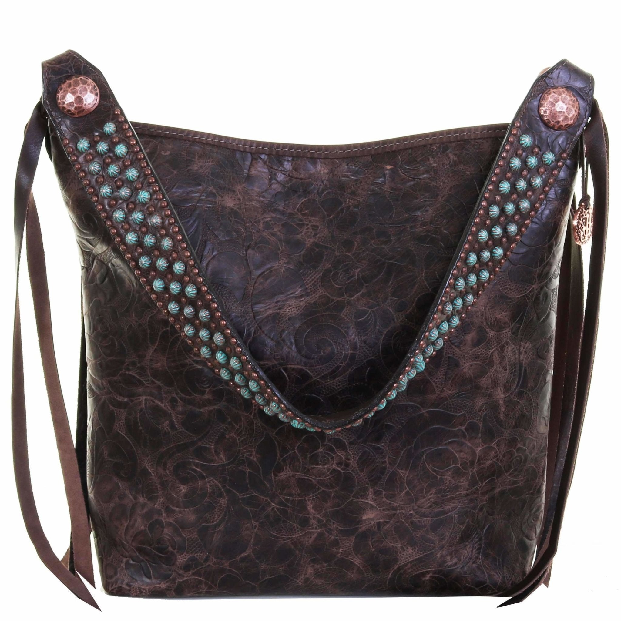 MST36 - Vintage Rose Leather Messenger Tote - Double J Saddlery