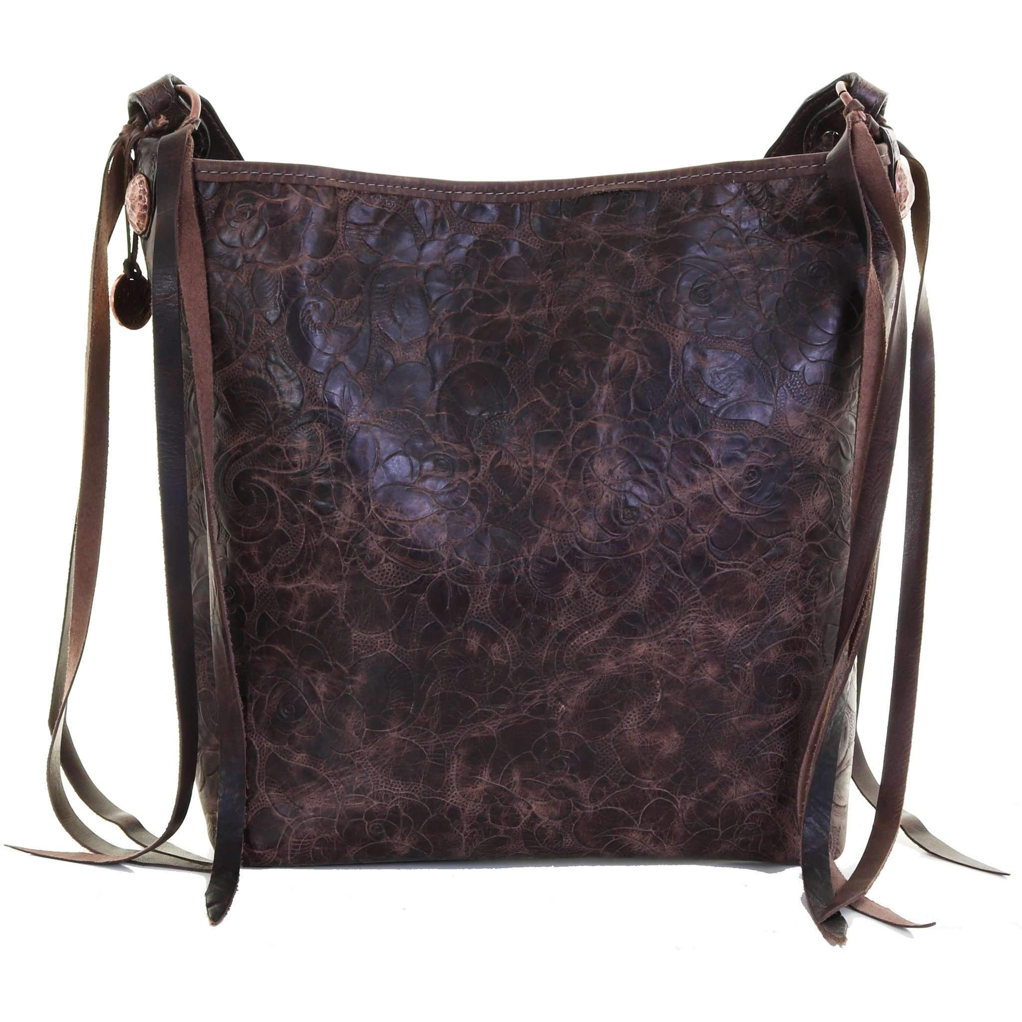 MST36 - Vintage Rose Leather Messenger Tote - Double J Saddlery