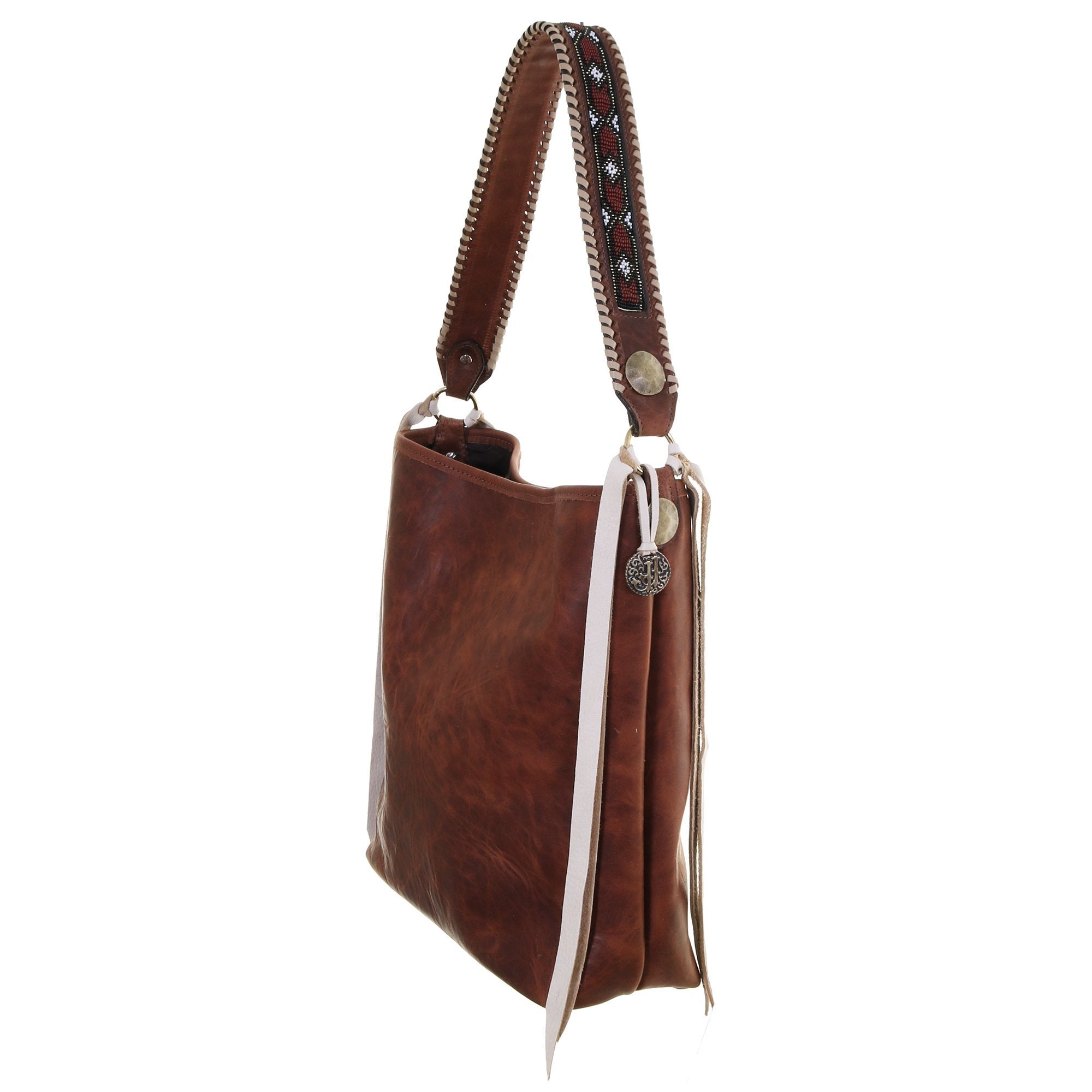 MST62 - Brandy Pull-Up Beaded Messenger Tote - Double J Saddlery