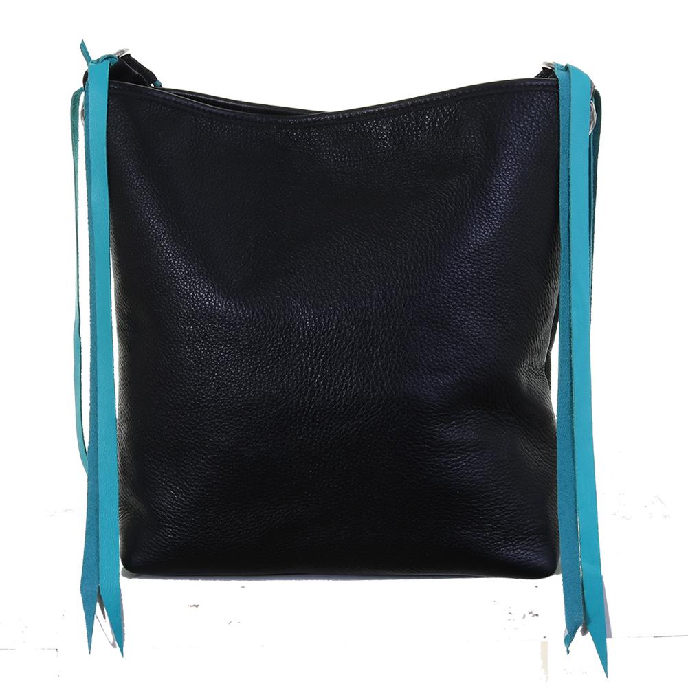 MST63 - Black Chap Thunderbird Beaded Messenger Tote - Double J Saddlery