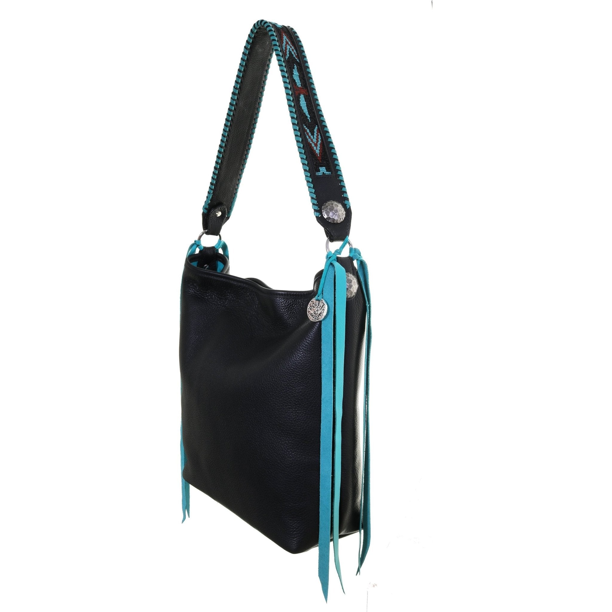 MST63 - Black Chap Thunderbird Beaded Messenger Tote - Double J Saddlery