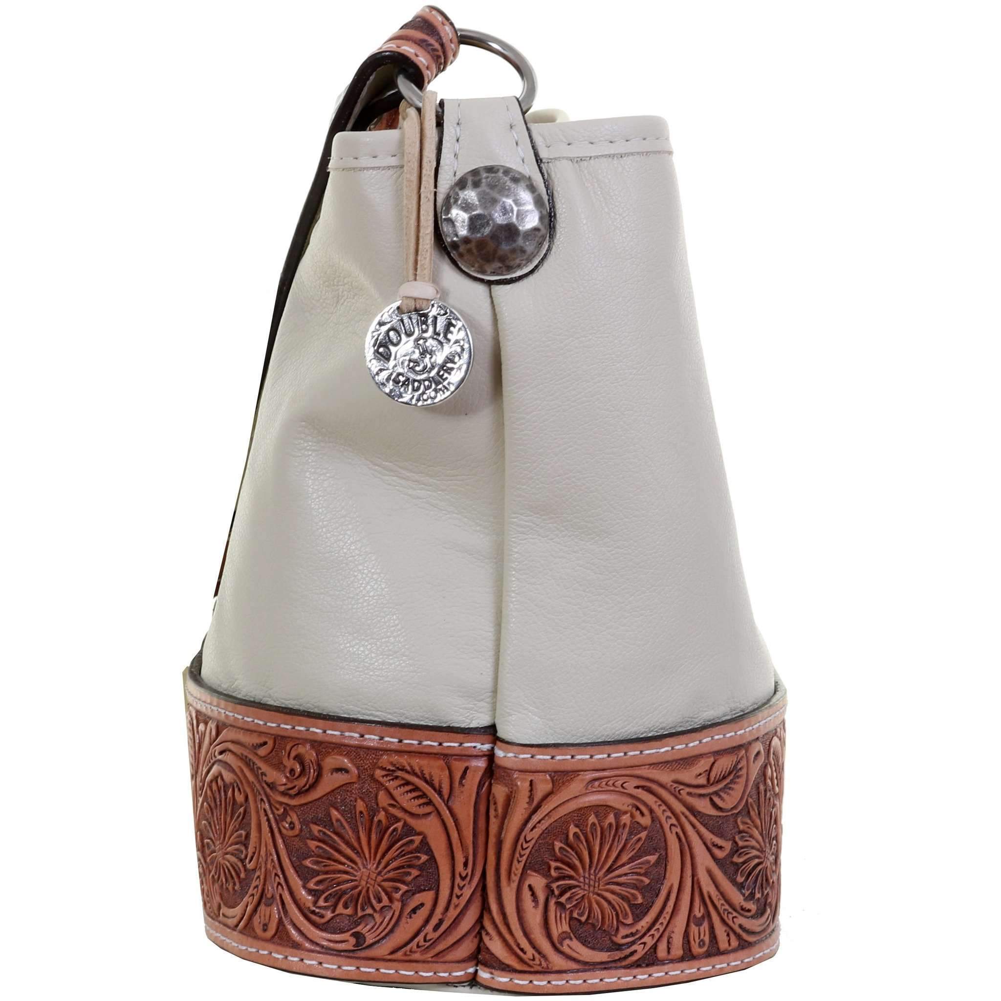 MT54 - Natural Leather Daisy Tooled Medium Tote - Double J Saddlery