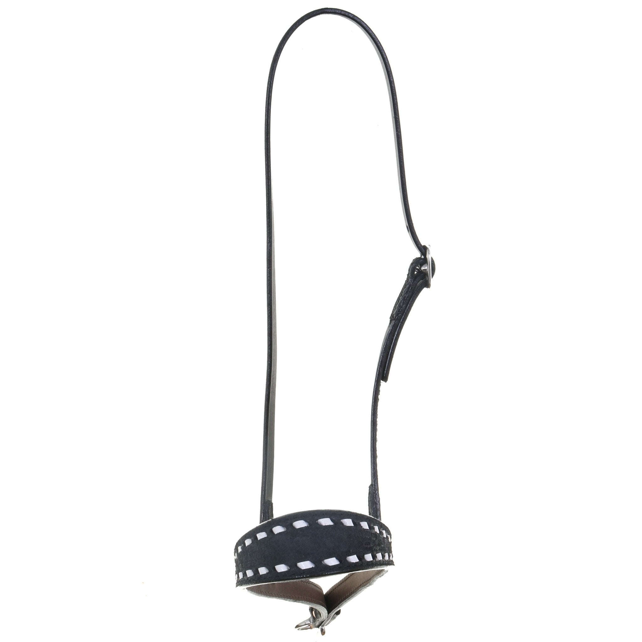NB52 - Black Rough Out Nose Band - Double J Saddlery