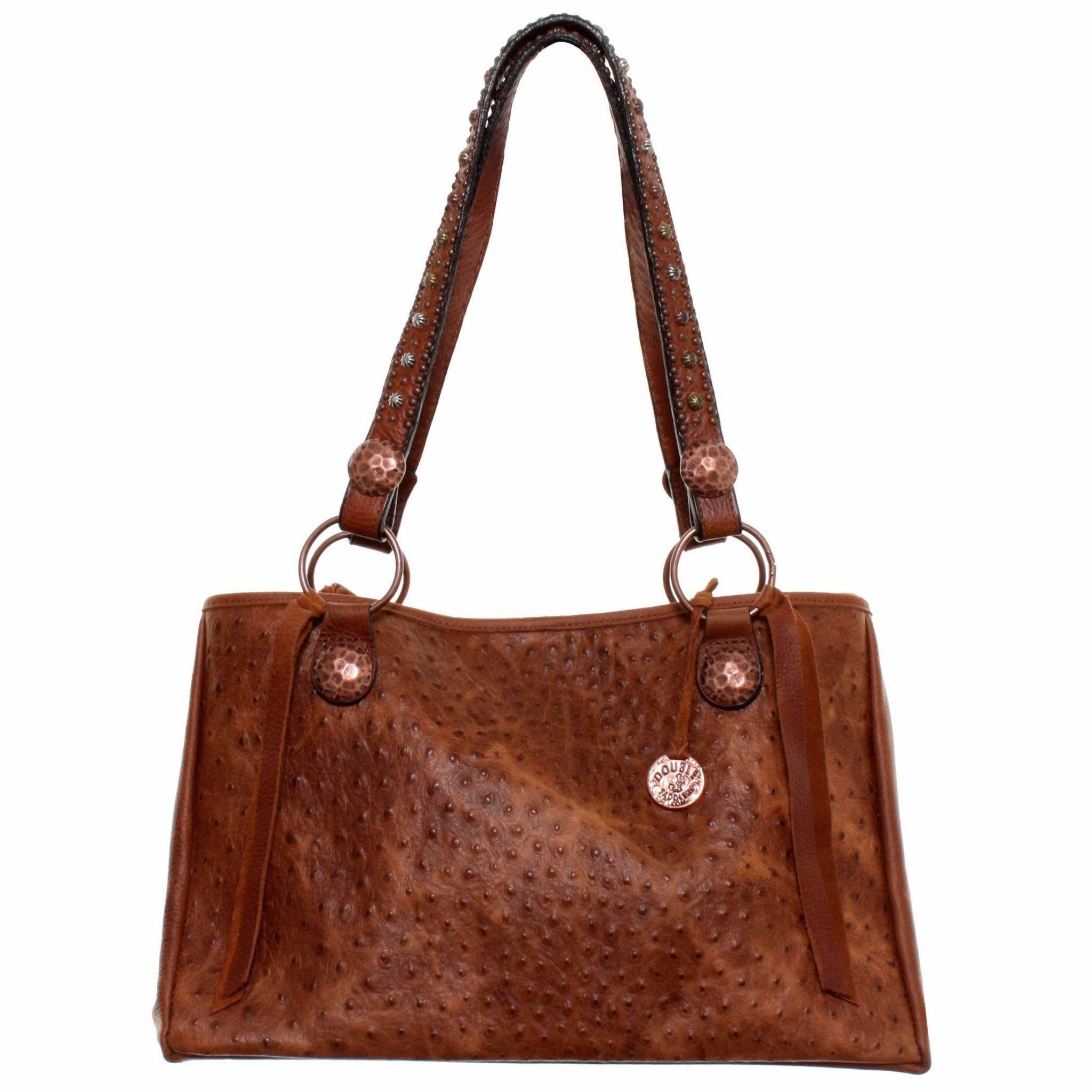 NMT36 - Vintage Cognac Ostrich New Medium Tote - Double J Saddlery