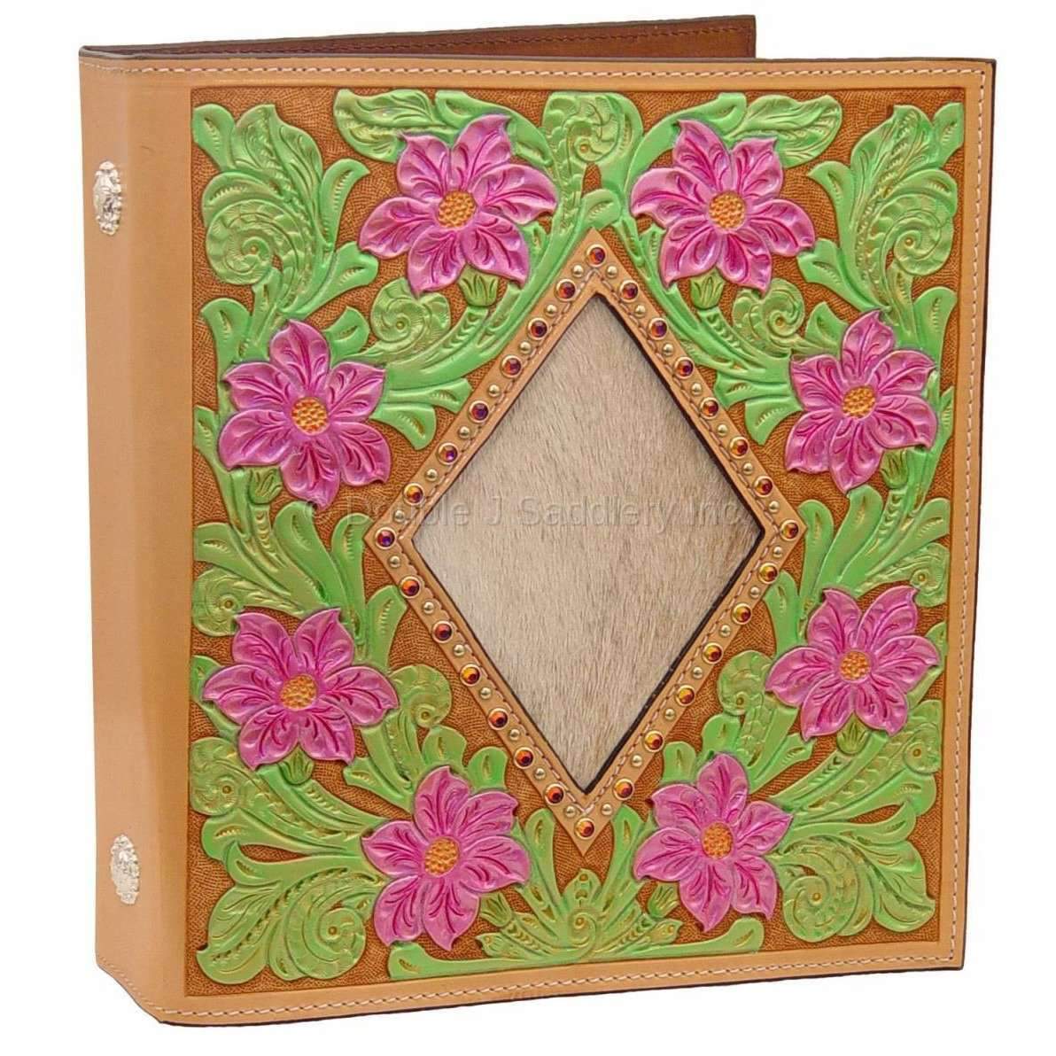 PA17 - Painted Hand-Tooled Crystal Photo Album - Double J Saddlery