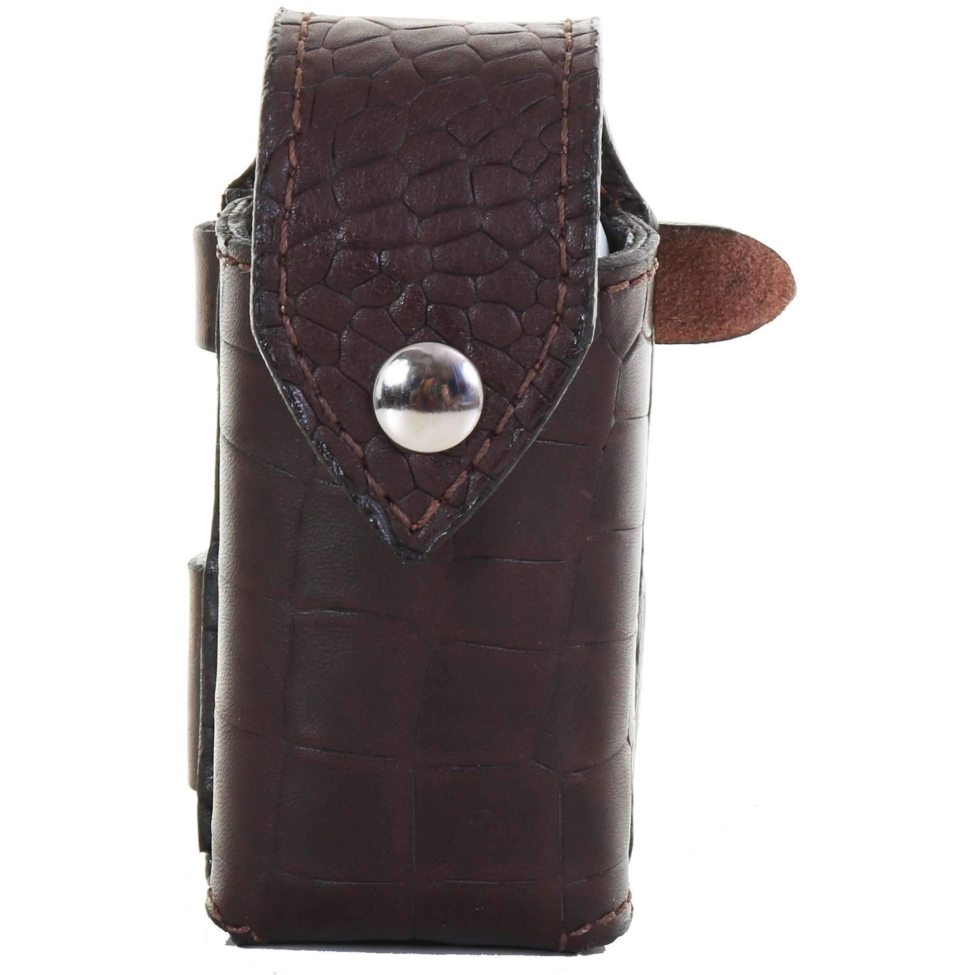 PH02 - Brown Diamond Back Crocodile Print Powder Holder - Double J Saddlery