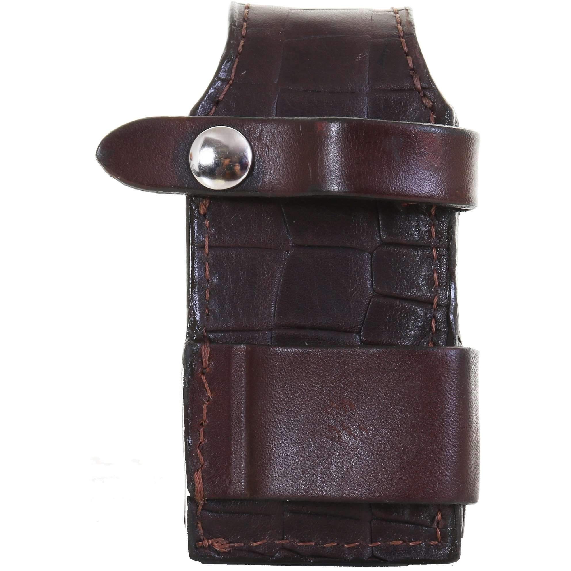 PH02 - Brown Diamond Back Crocodile Print Powder Holder - Double J Saddlery