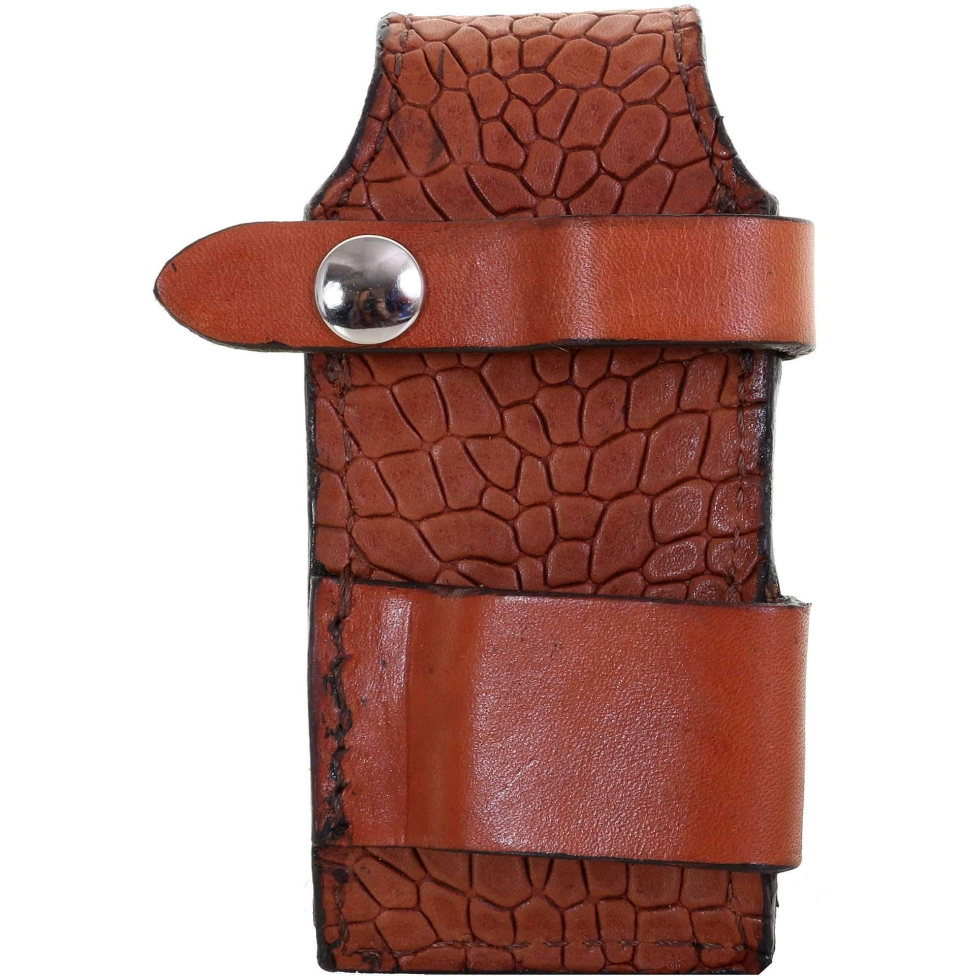 PH03 - Cognac Diamond Back Crocodile Print Powder Holder - Double J Saddlery