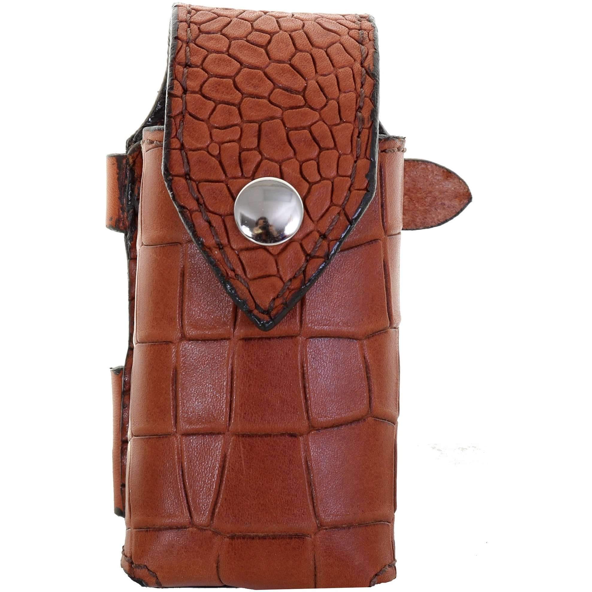 PH03 - Cognac Diamond Back Crocodile Print Powder Holder - Double J Saddlery