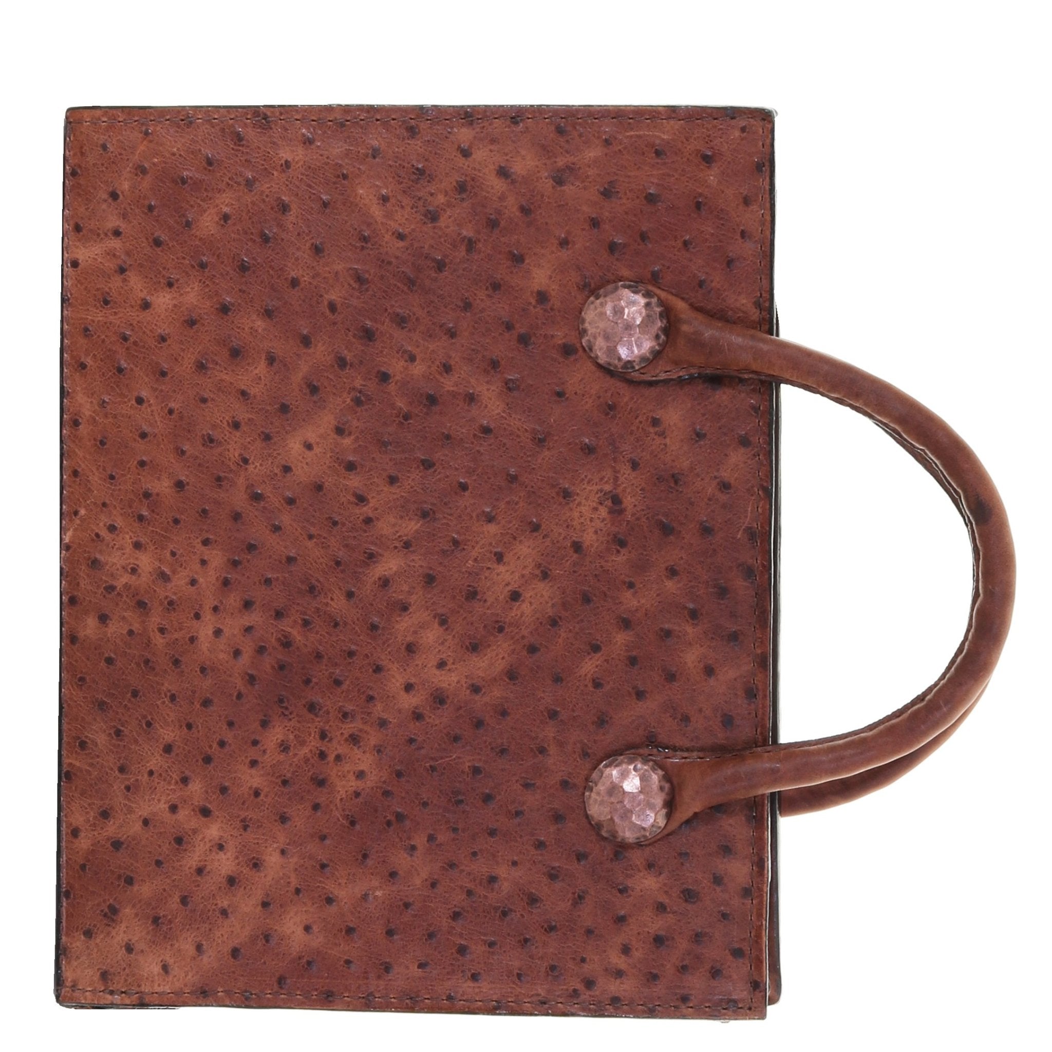 PORT30AH - Vintage Cognac Ostrich Print Portfolio w/Handles - Double J Saddlery
