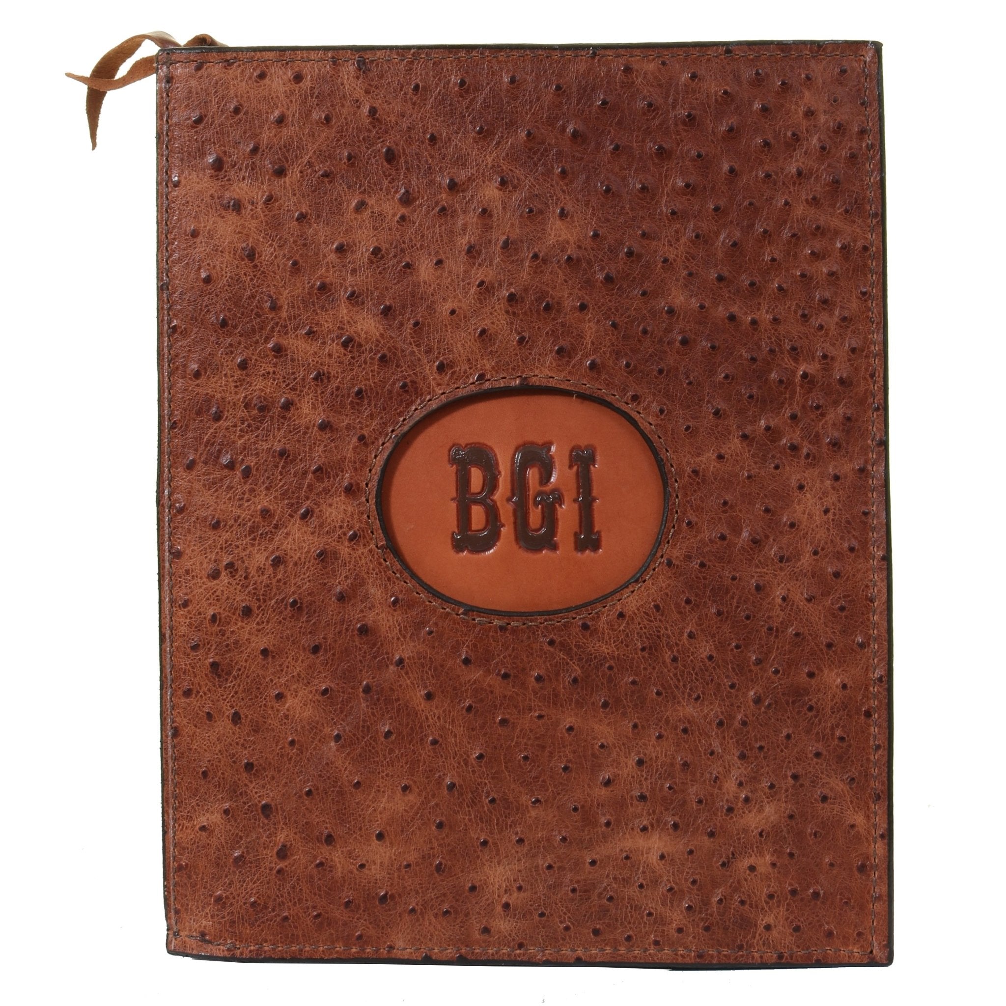 PORT30AI - Vintage Cognac Ostrich Print Portfolio - Double J Saddlery