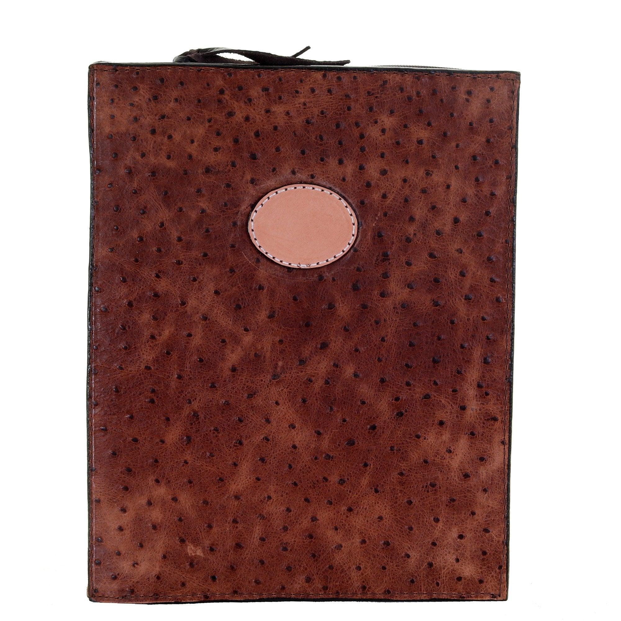 PORT30AP - Vintage Cognac Ostrich Print Portfolio w/Plaque - Double J Saddlery