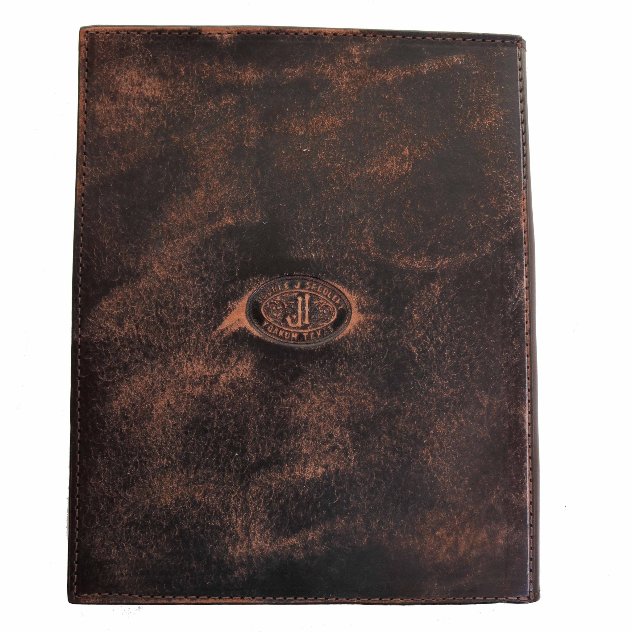 PORT34 - Brown Vintage Feather Tooled Portfolio - Double J Saddlery