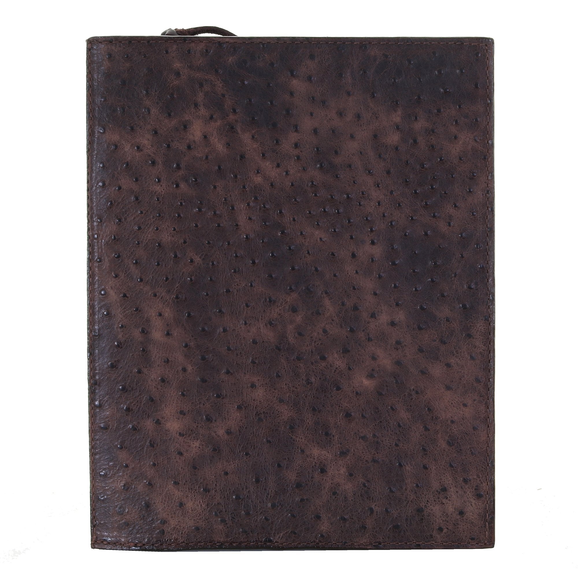 PORT46A - Chocolate Ostrich Print Portfolio w/Zipper - Double J Saddlery