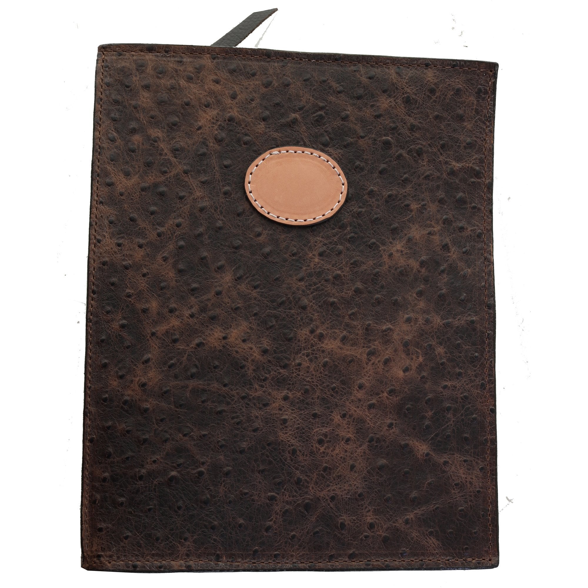 PORT46AP - Chocolate Ostrich Print Portfolio w/Plaque - Double J Saddlery